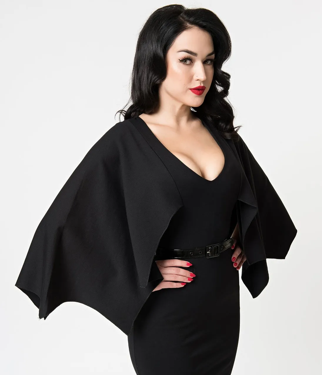 Retrolicious Black Sleeved Creature Of The Night Wiggle Dress