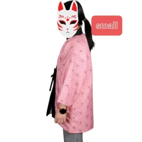 Reversible Traditional Japanese Warm Hanten Coat - Nezuko style Demon Slayer print