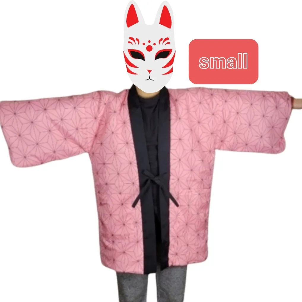 Reversible Traditional Japanese Warm Hanten Coat - Nezuko style Demon Slayer print