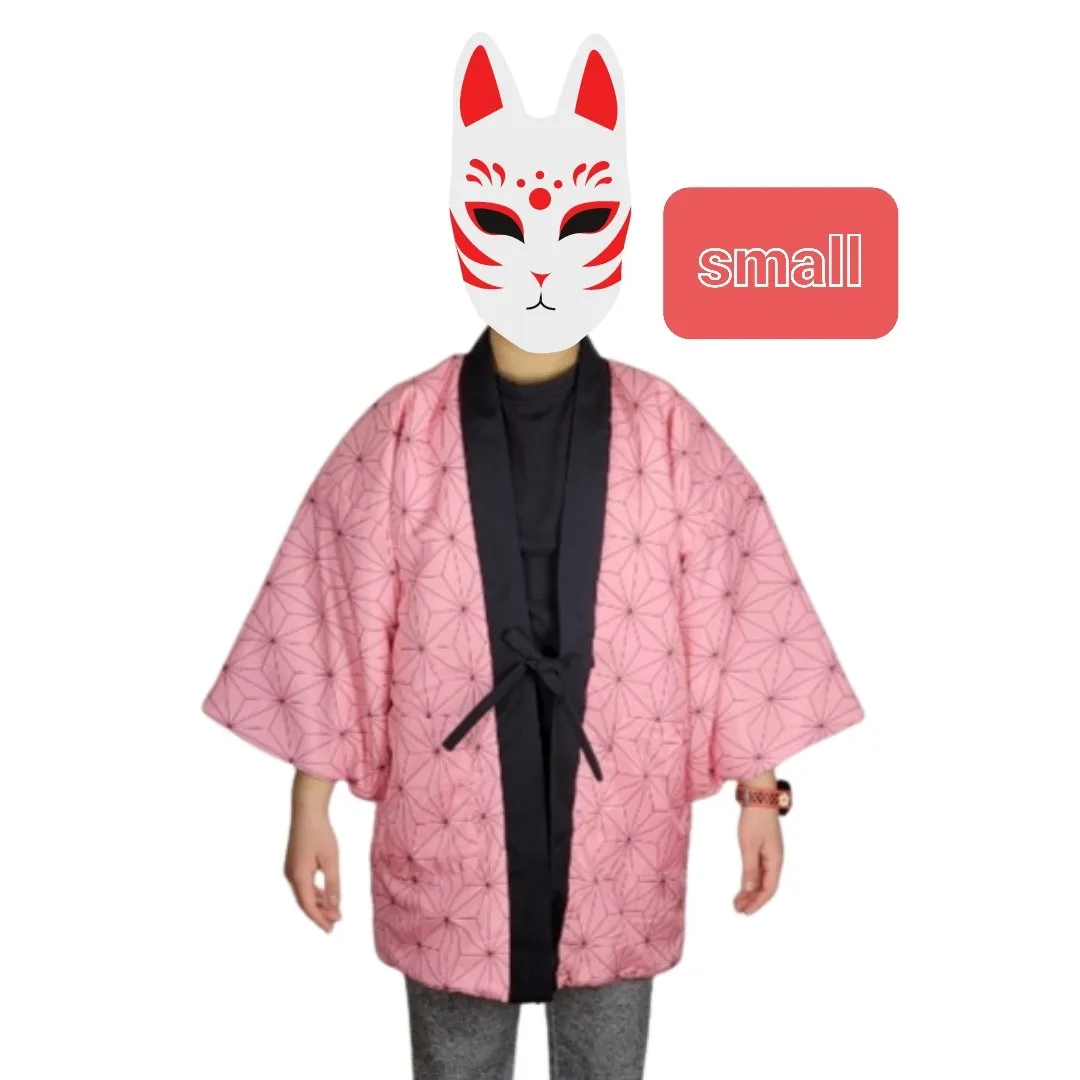 Reversible Traditional Japanese Warm Hanten Coat - Nezuko style Demon Slayer print