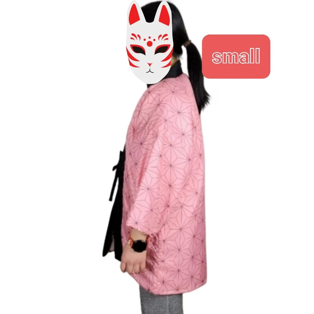 Reversible Traditional Japanese Warm Hanten Coat - Nezuko style Demon Slayer print