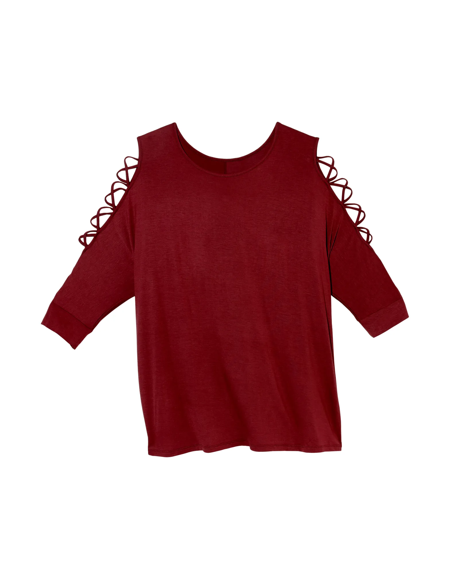 Risa Lace Up Tee | Burgundy