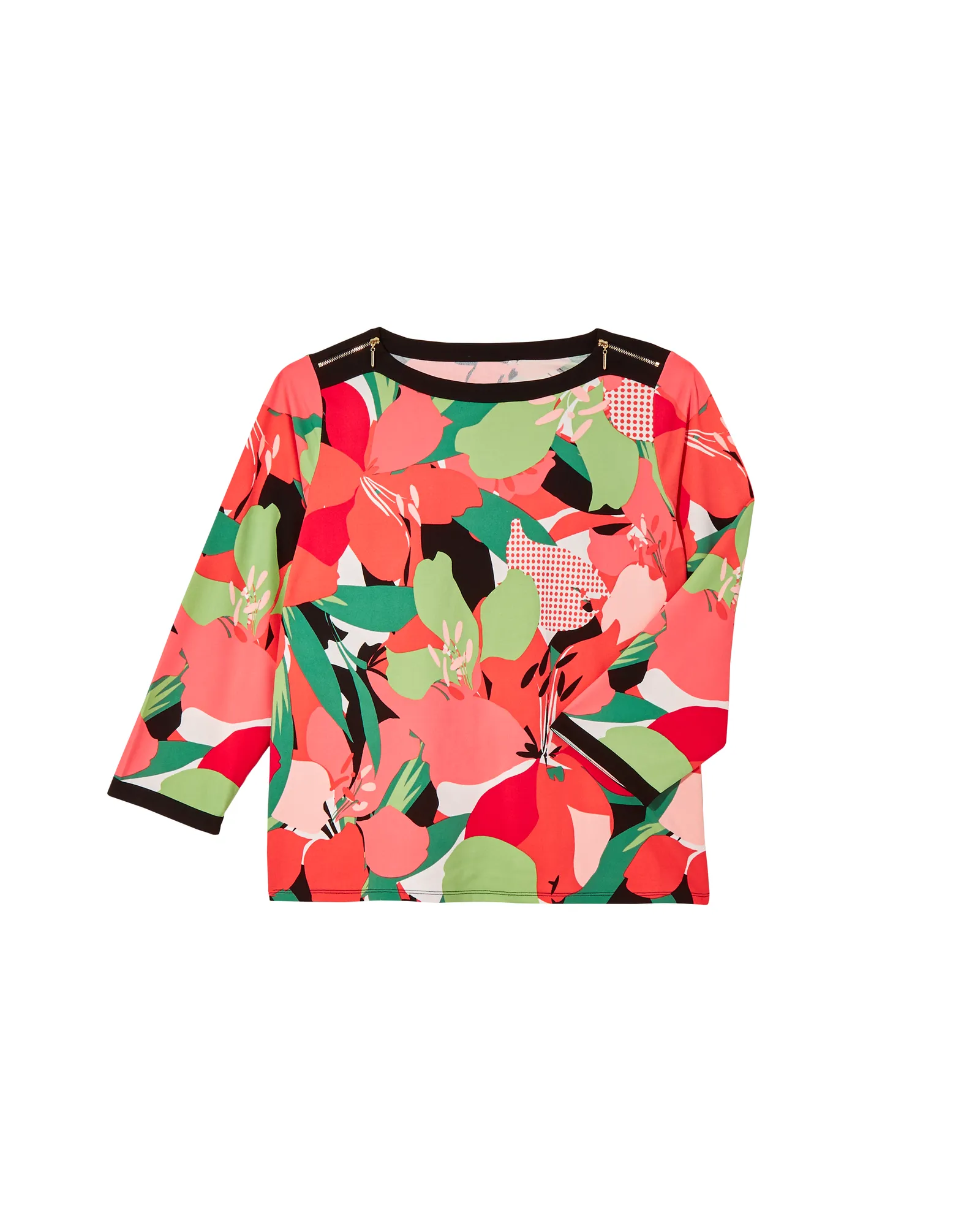 Rochelle Zipper Detail Top | Orange / Forest Green