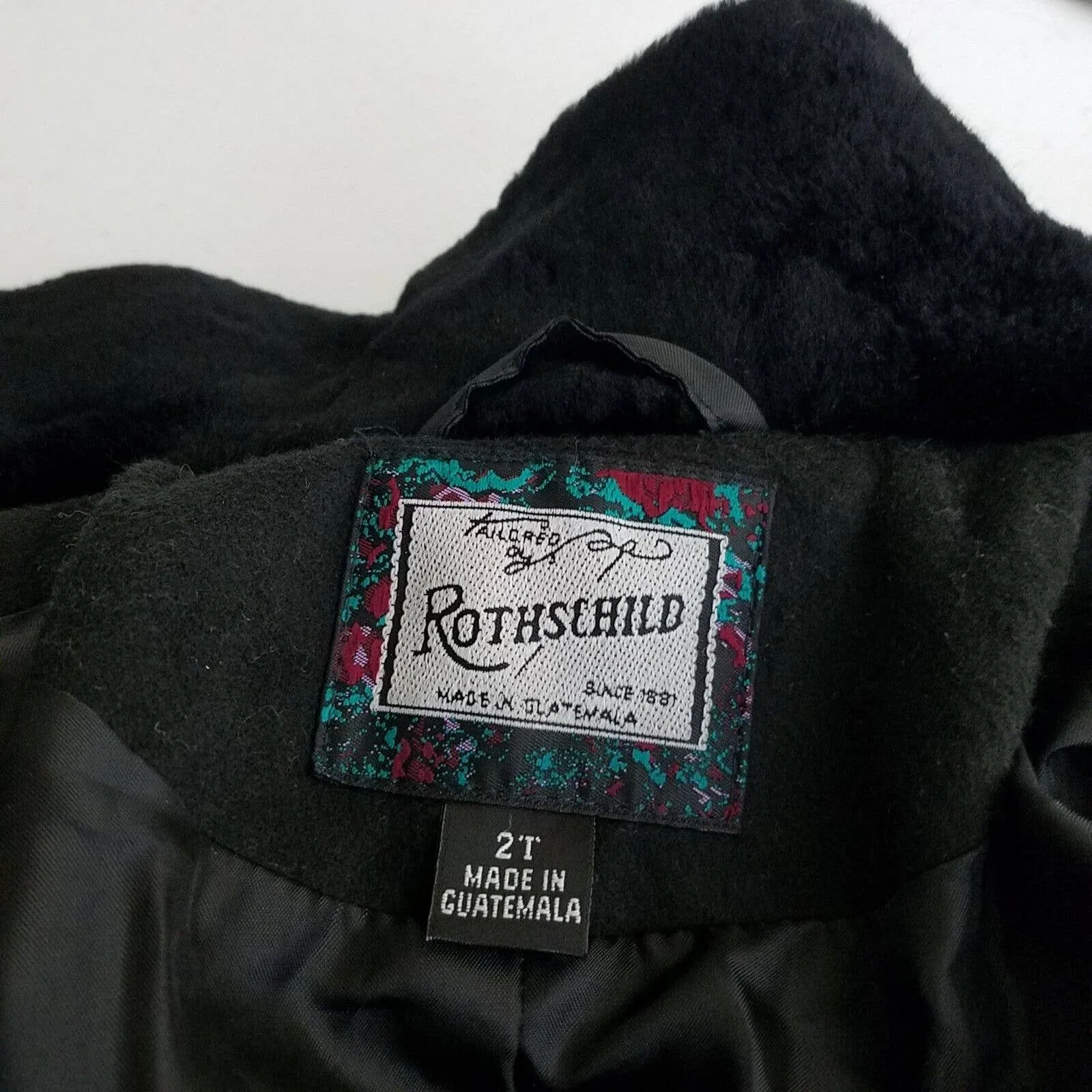 Rothschild Faux Fur Collar Velvet Trim Vegan Wool Princess Coat Peacoat Girls 2T