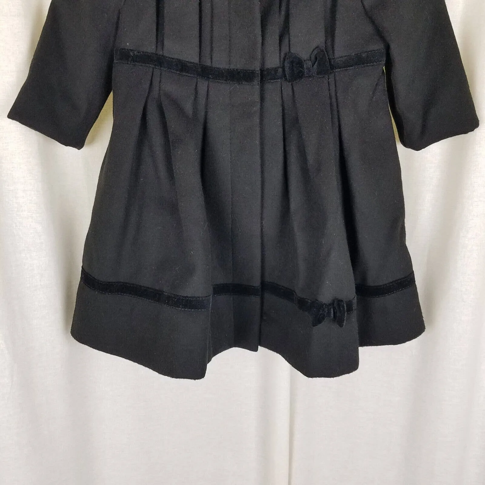 Rothschild Faux Fur Collar Velvet Trim Vegan Wool Princess Coat Peacoat Girls 2T