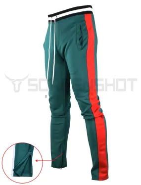 S41700-Slim Track Pants (DK.GREEN/RED)