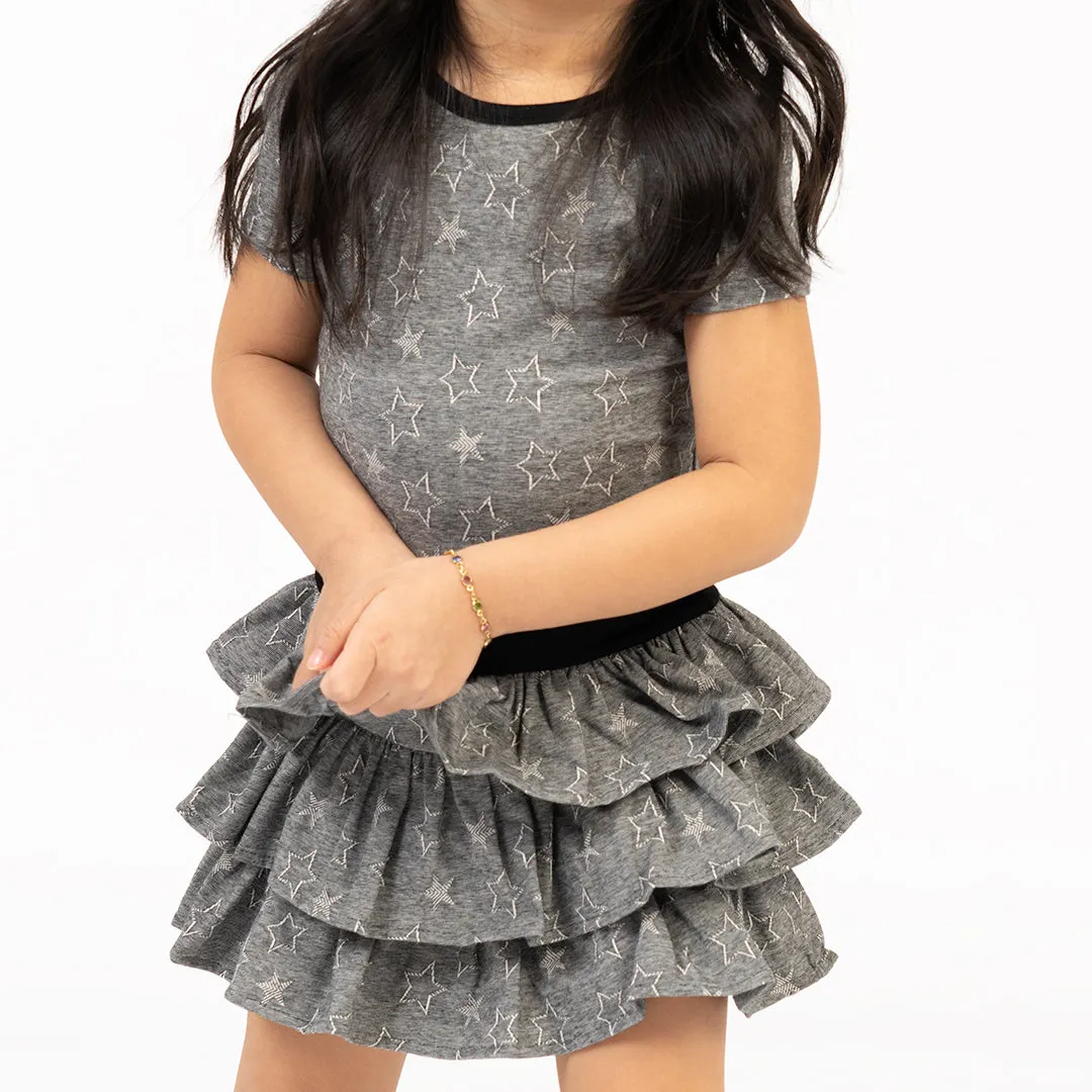Shadow Star Ruffle Drop Waist Dress