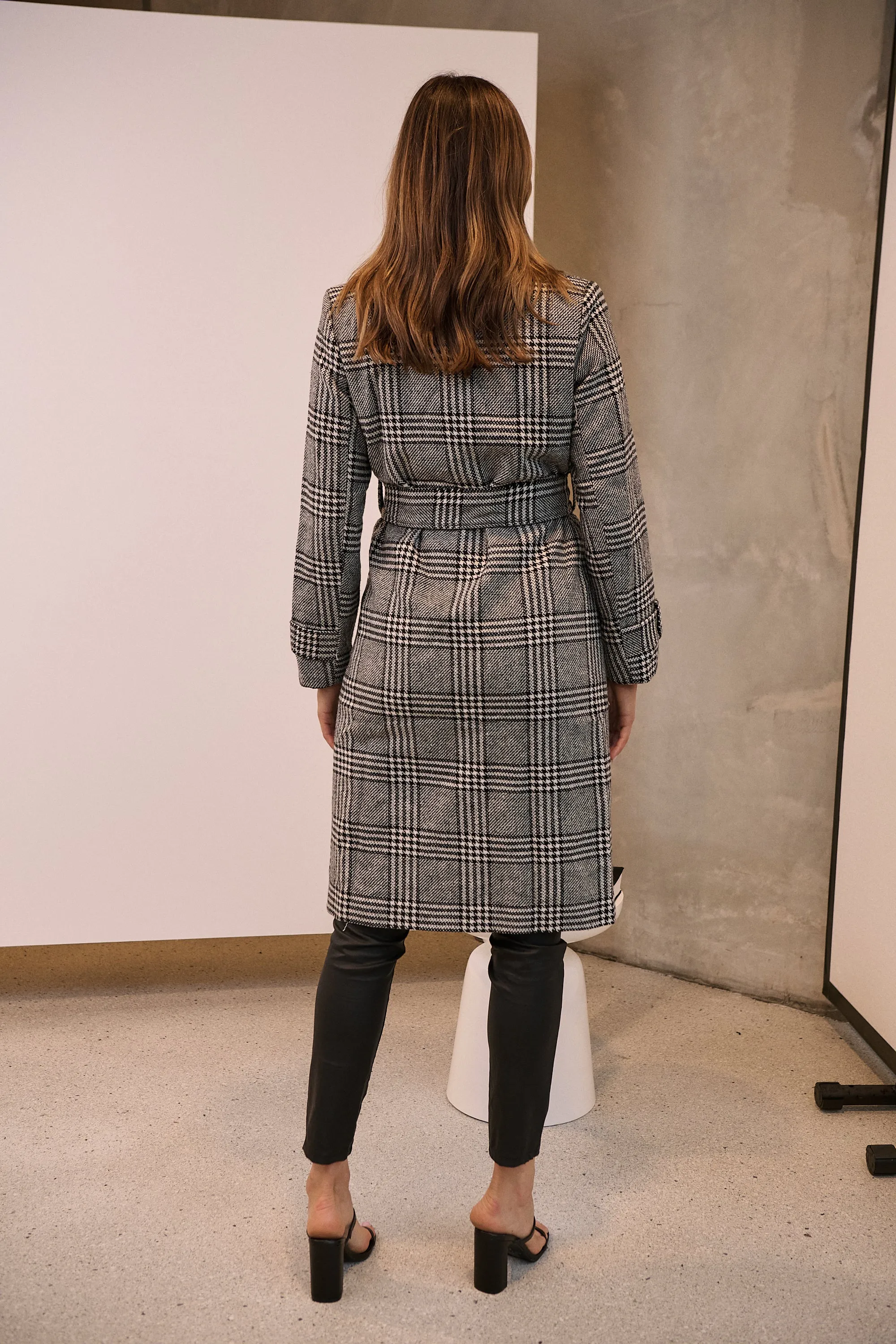 Shannon Black/White Tweed Button Coat