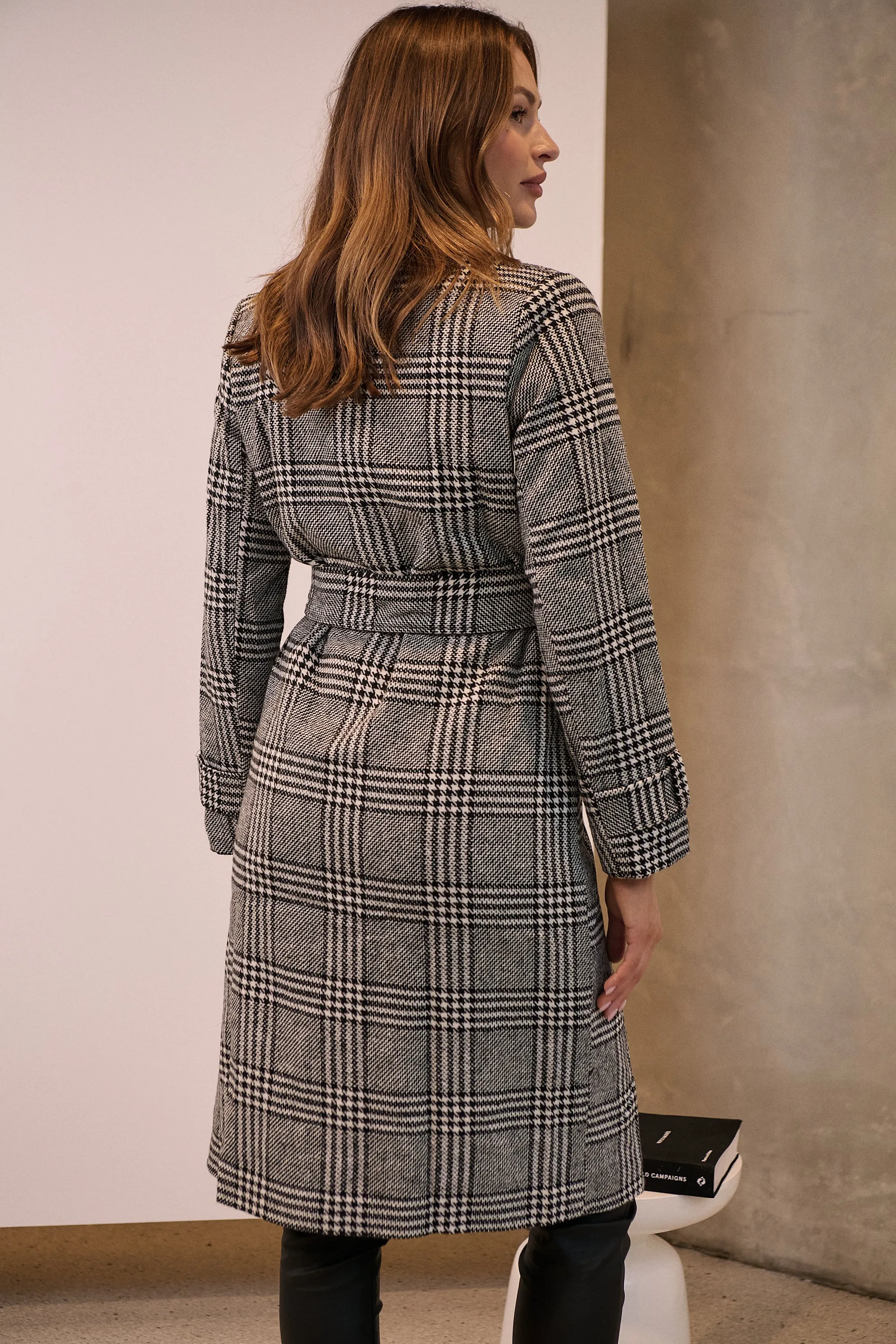 Shannon Black/White Tweed Button Coat