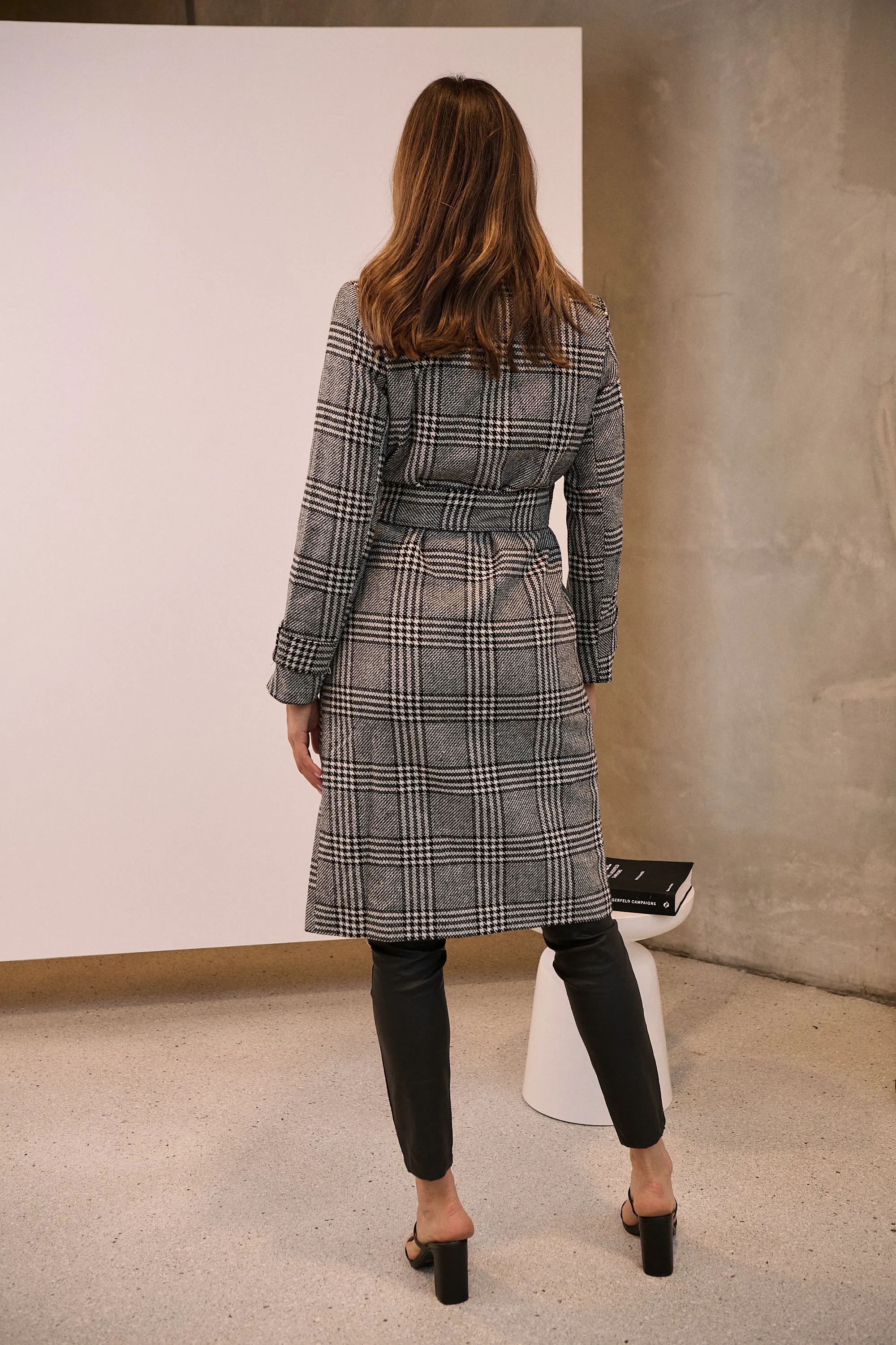 Shannon Black/White Tweed Button Coat