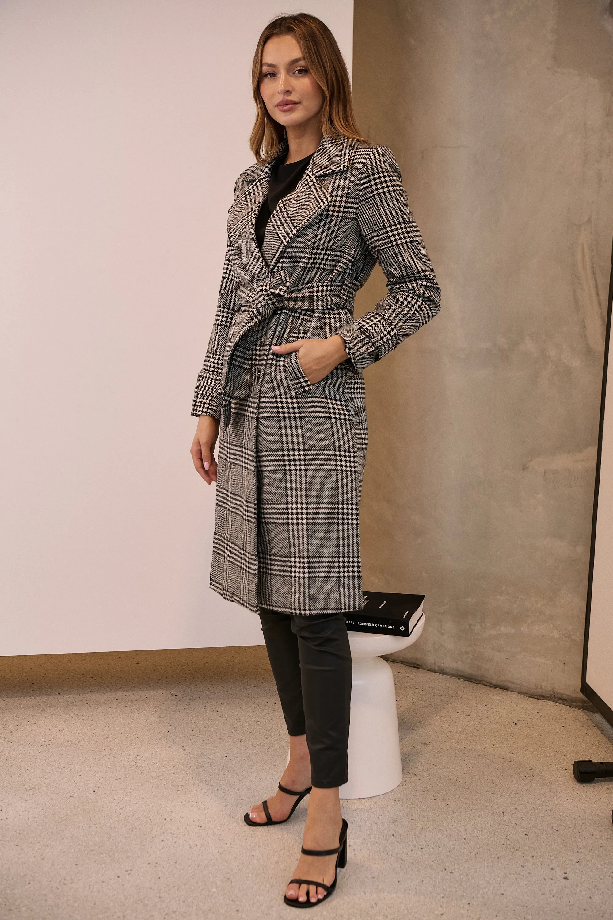 Shannon Black/White Tweed Button Coat