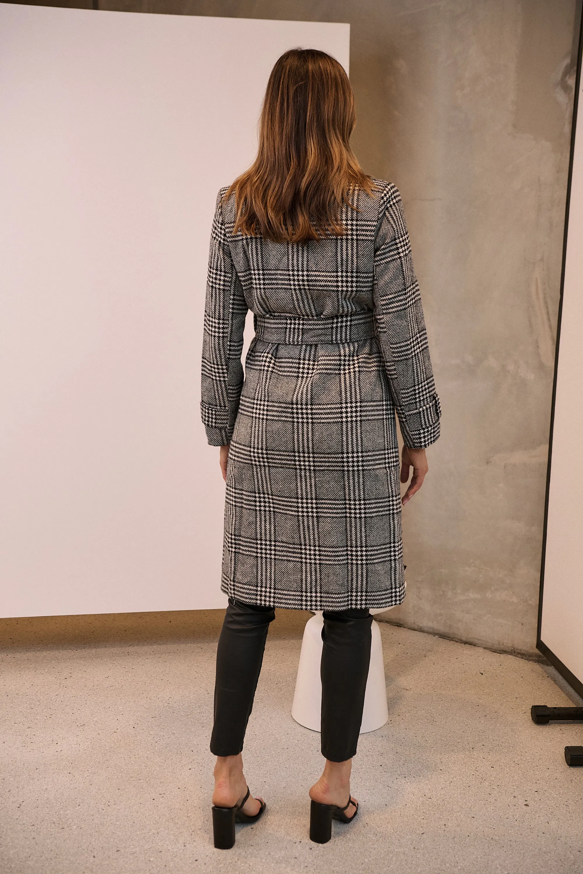 Shannon Black/White Tweed Button Coat