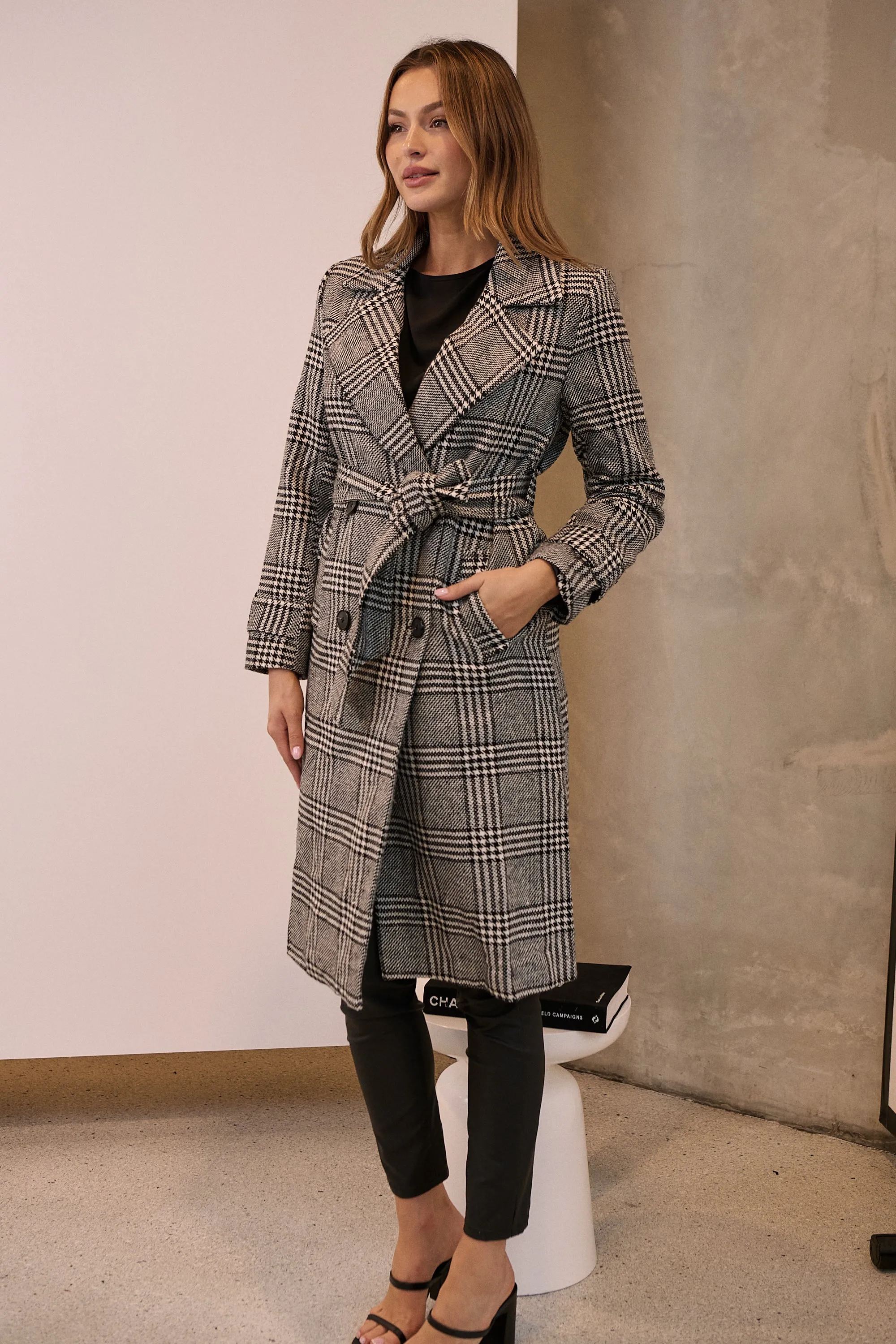 Shannon Black/White Tweed Button Coat