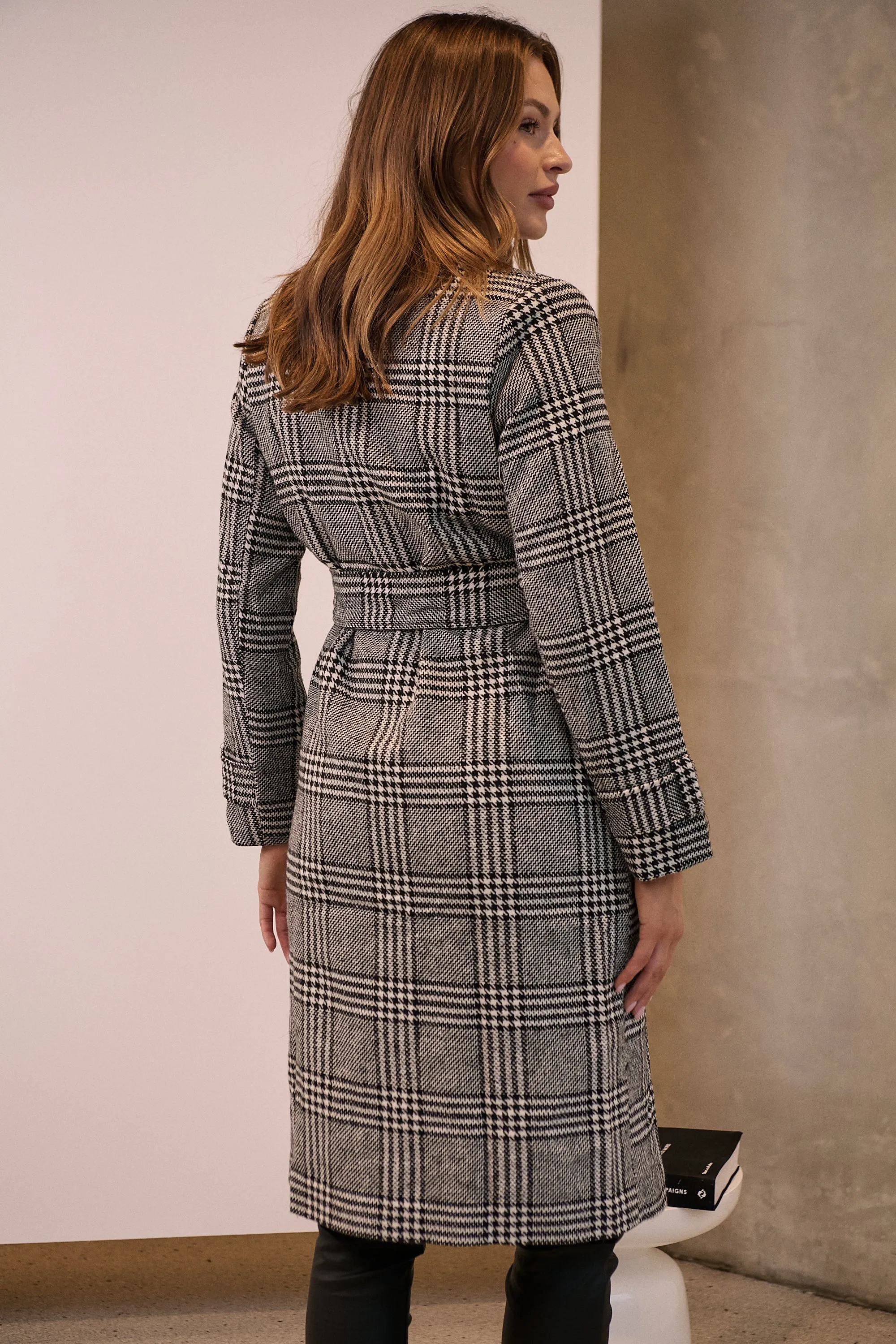 Shannon Black/White Tweed Button Coat