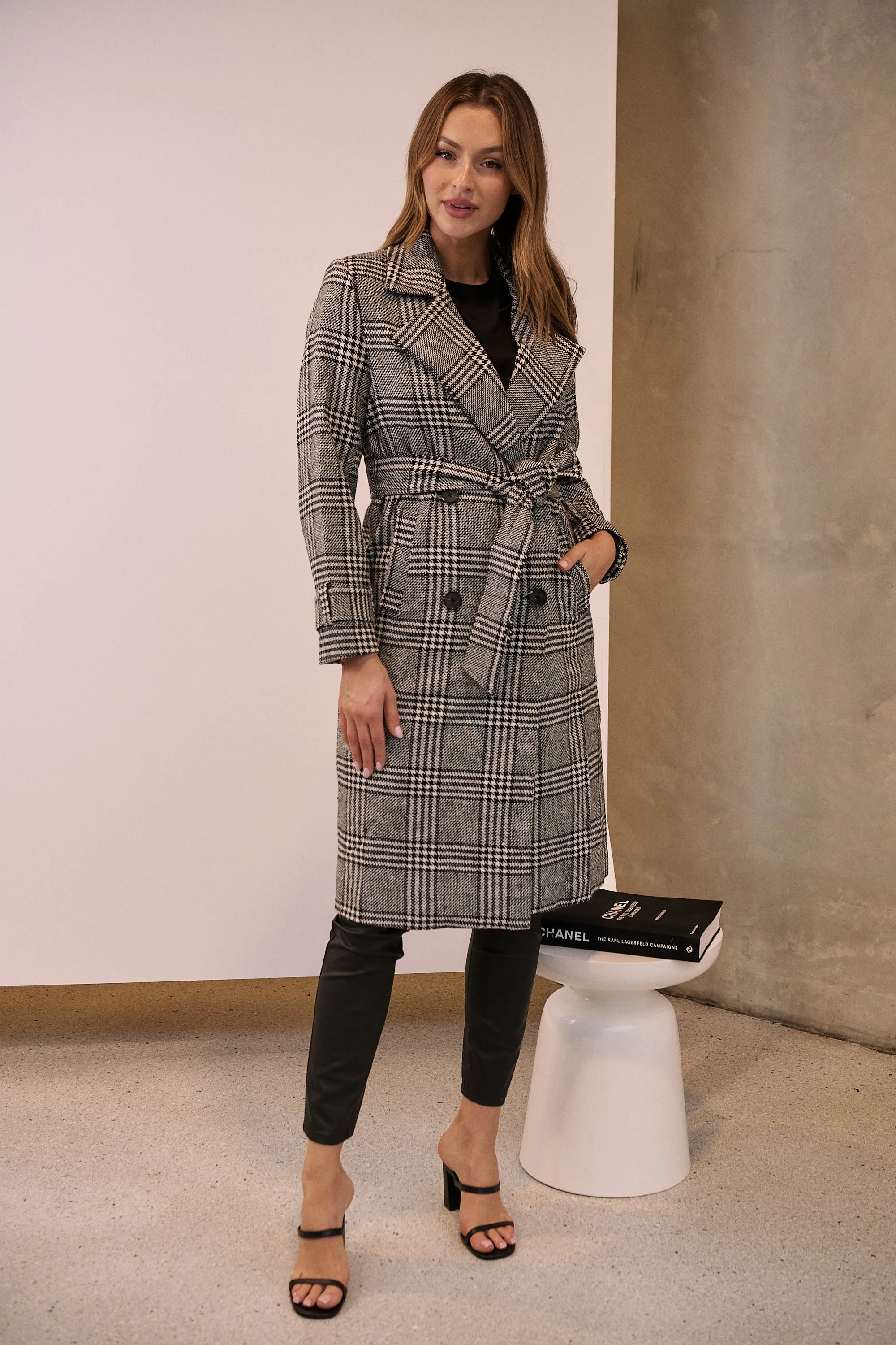 Shannon Black/White Tweed Button Coat