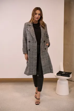 Shannon Black/White Tweed Button Coat