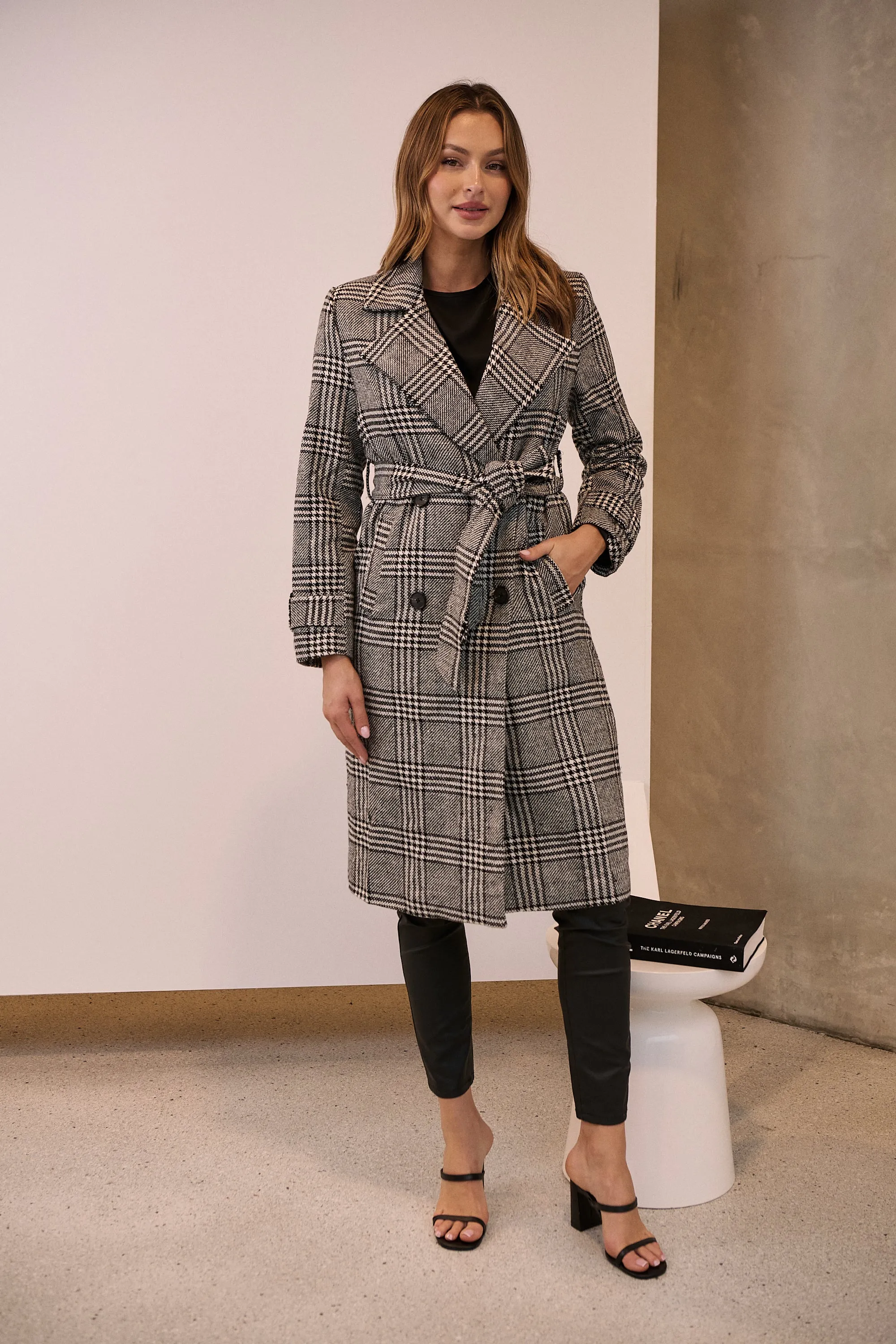 Shannon Black/White Tweed Button Coat