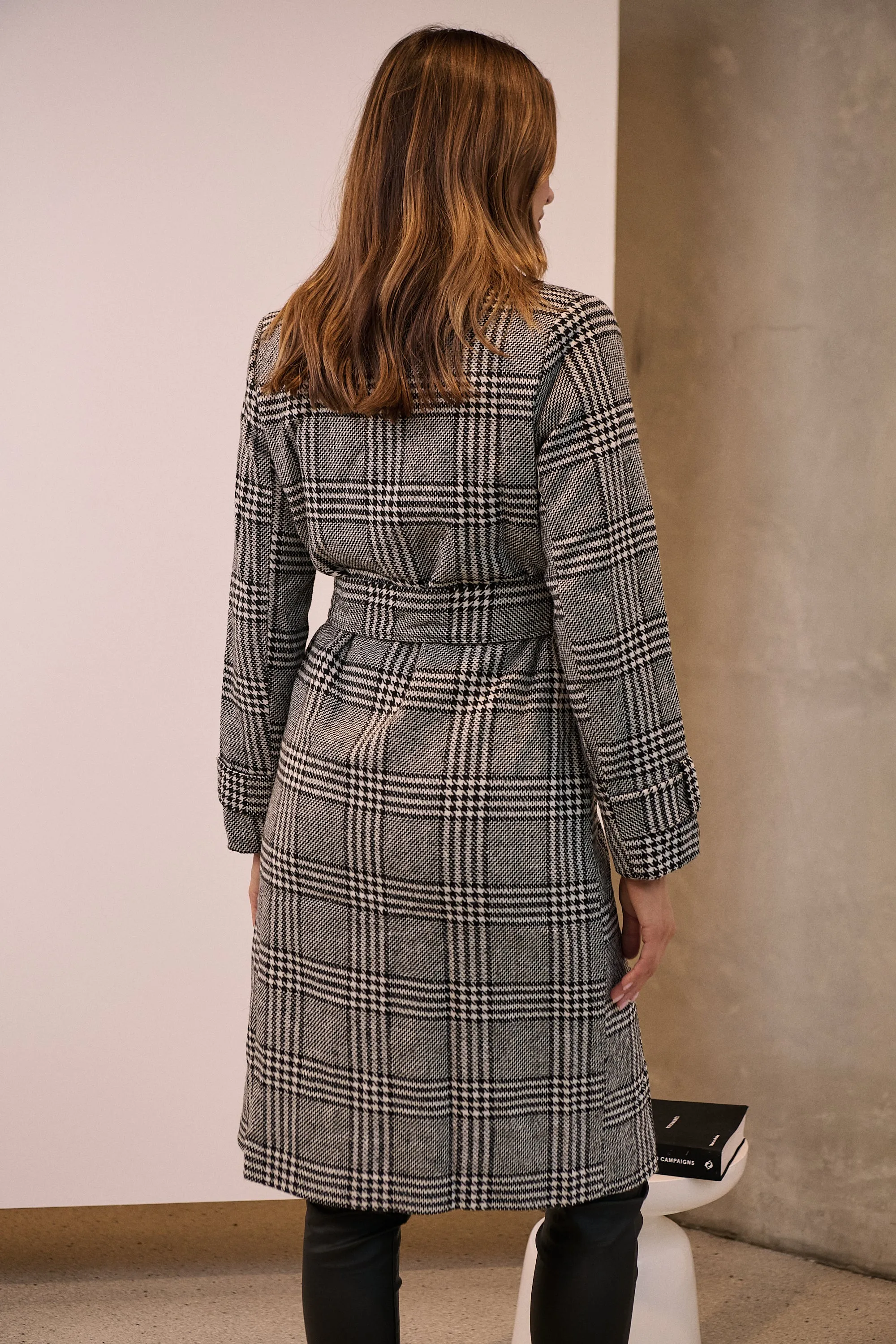 Shannon Black/White Tweed Button Coat