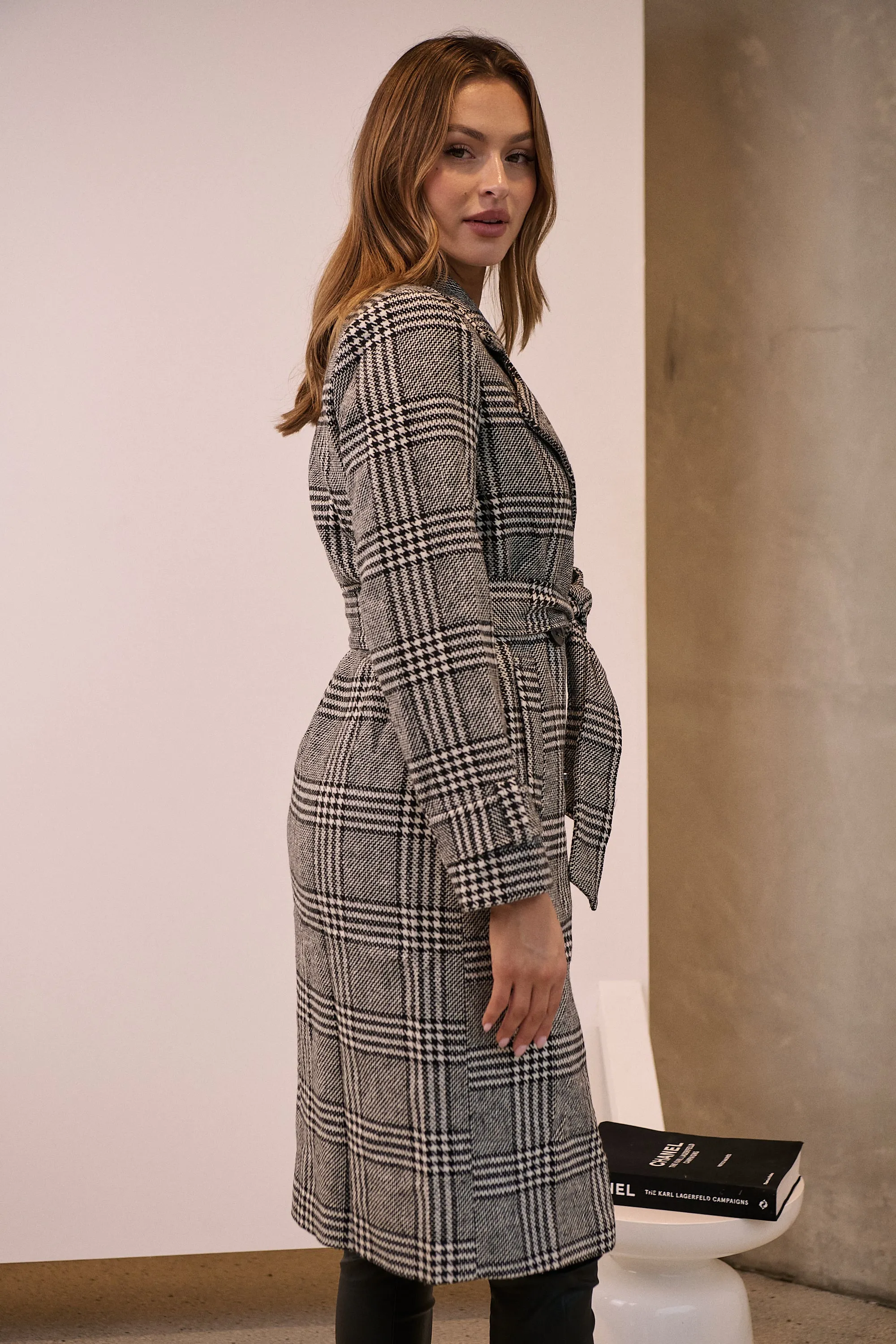 Shannon Black/White Tweed Button Coat
