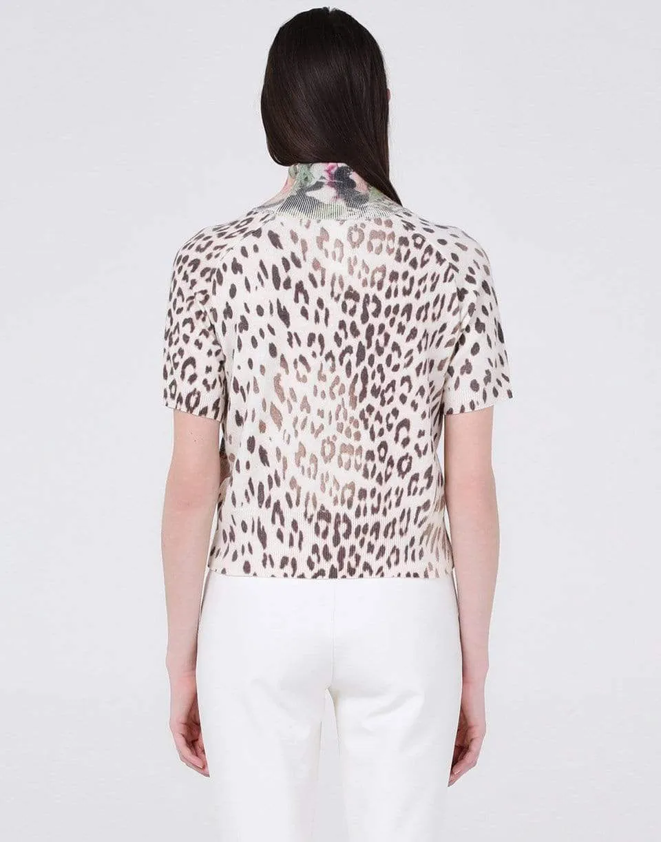 Short Sleeve Print Turtleneck Sweater