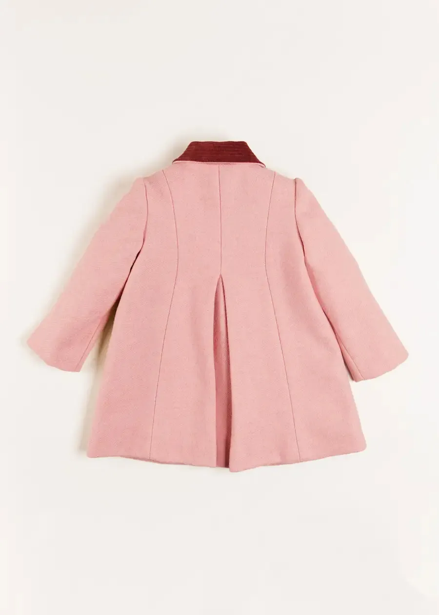 Single Breasted Scallop Detail Coat in Pink (2-10yrs)