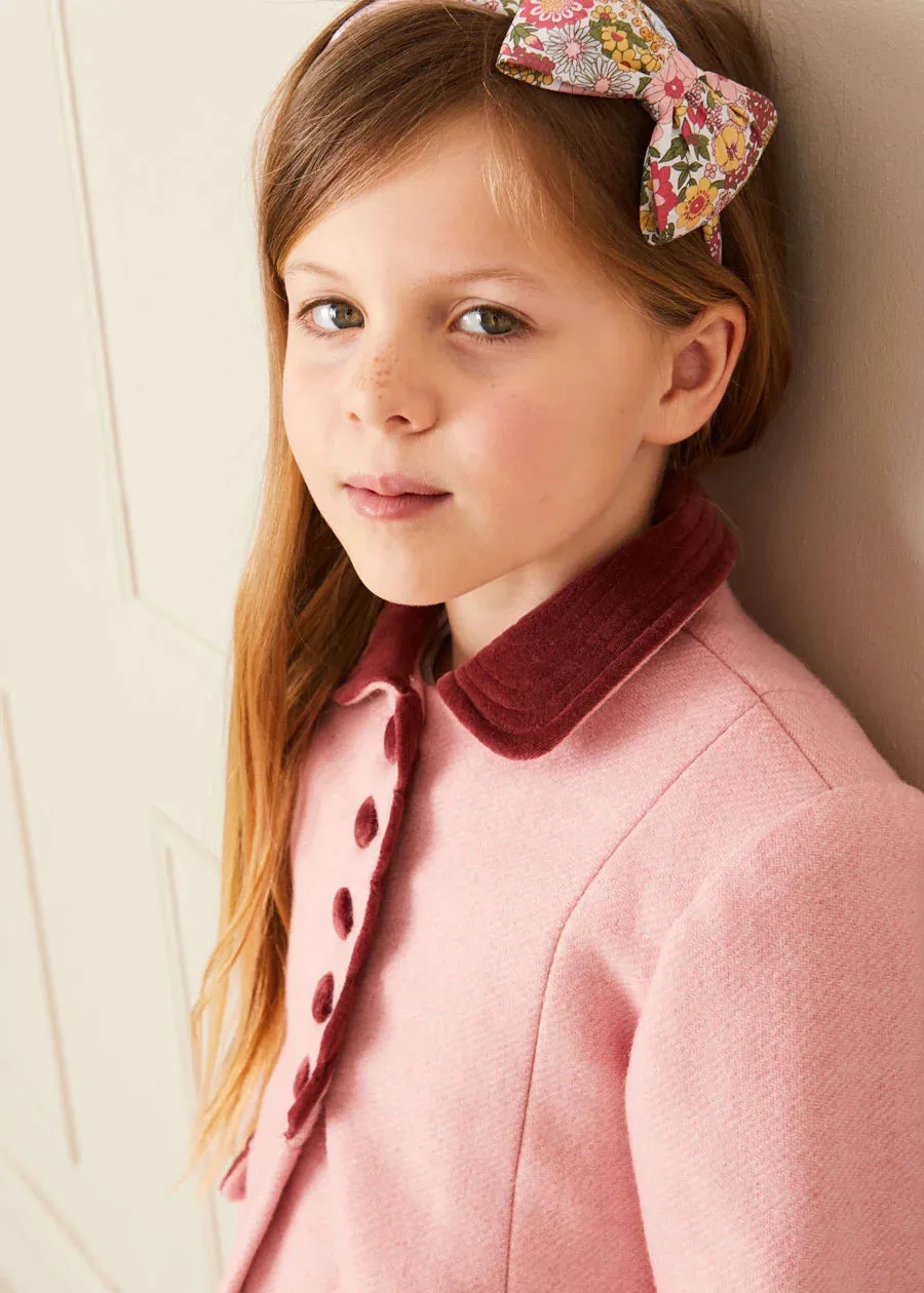 Single Breasted Scallop Detail Coat in Pink (2-10yrs)