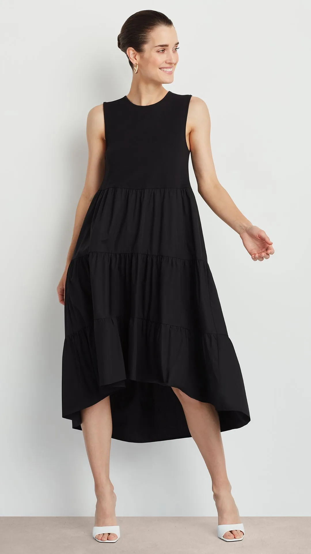 SLEEVELESS DRESS WITH TIERED SKIRT