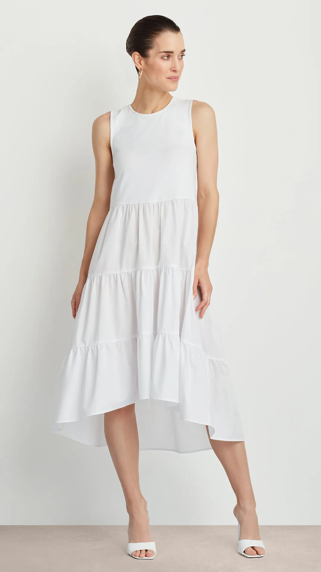 SLEEVELESS DRESS WITH TIERED SKIRT