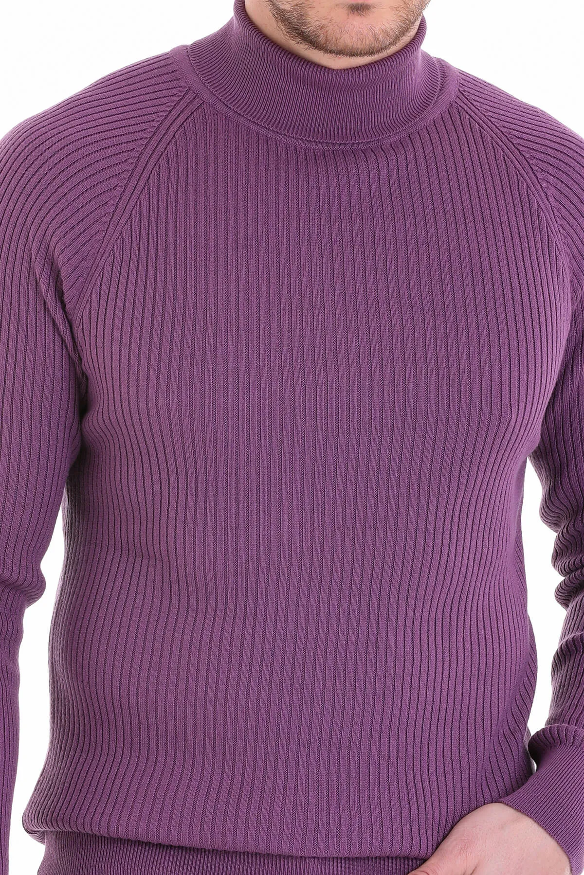 Slim Fit Purple Turtleneck Sweater