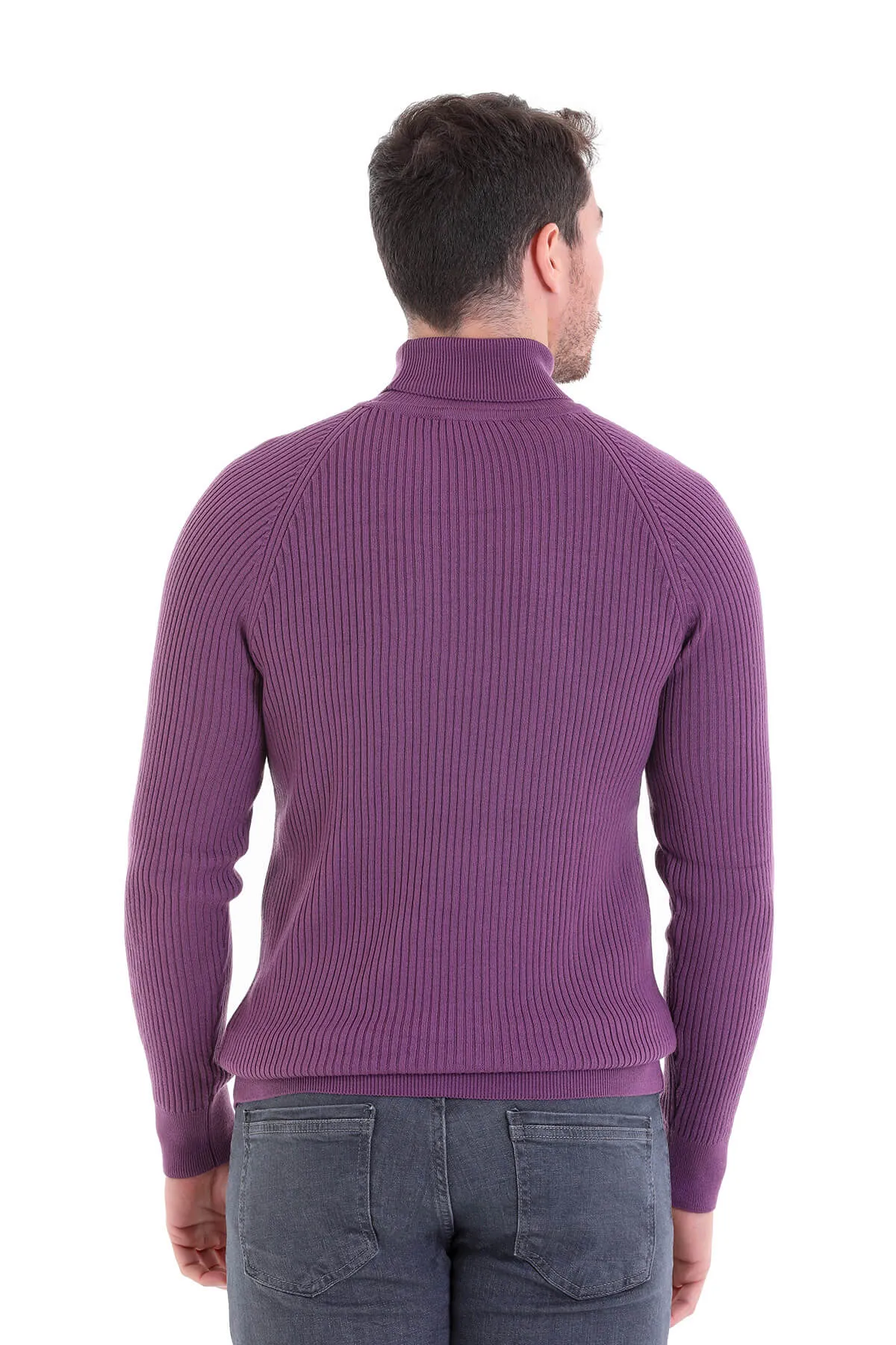 Slim Fit Purple Turtleneck Sweater