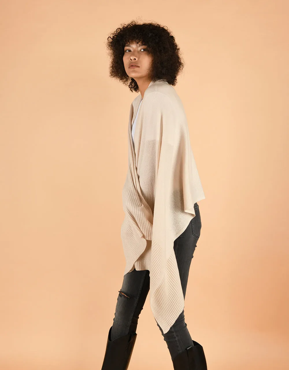Soft Wide Rib Scarf in Pannacotta