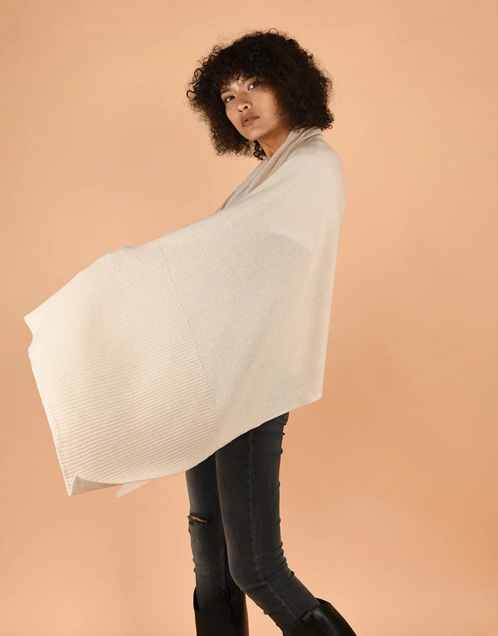 Soft Wide Rib Scarf in Pannacotta