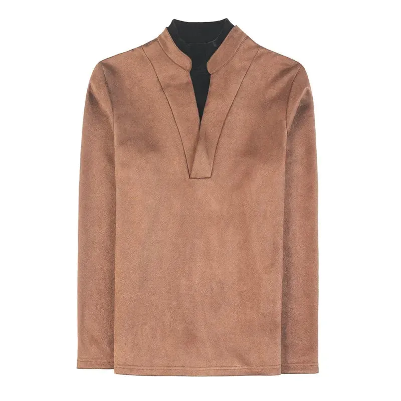 Solid Velvet Long Sleeved Fit T-Shirt