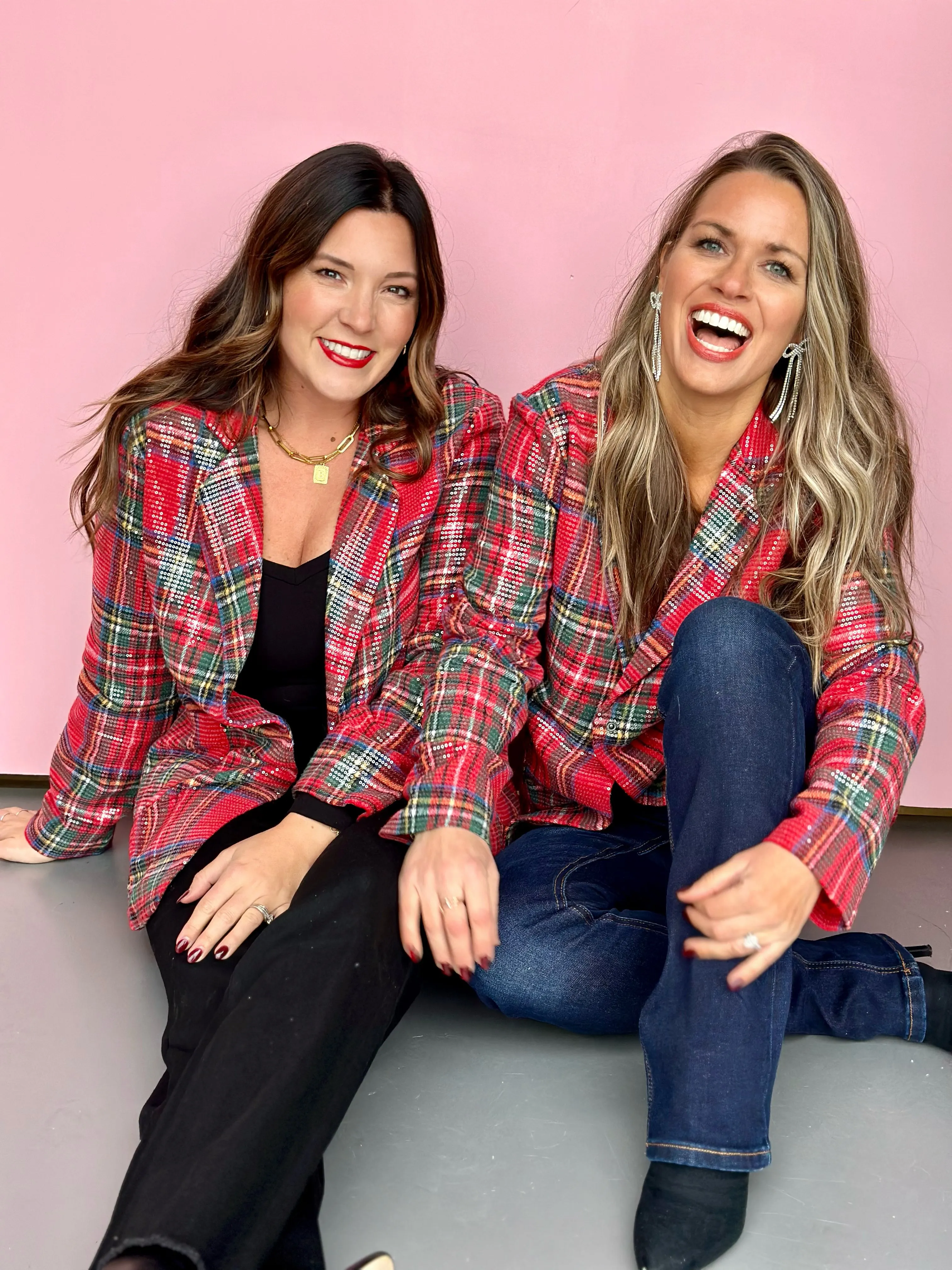 Sparkle for the Holiday Plaid Sequin Blazer-FINAL SALE