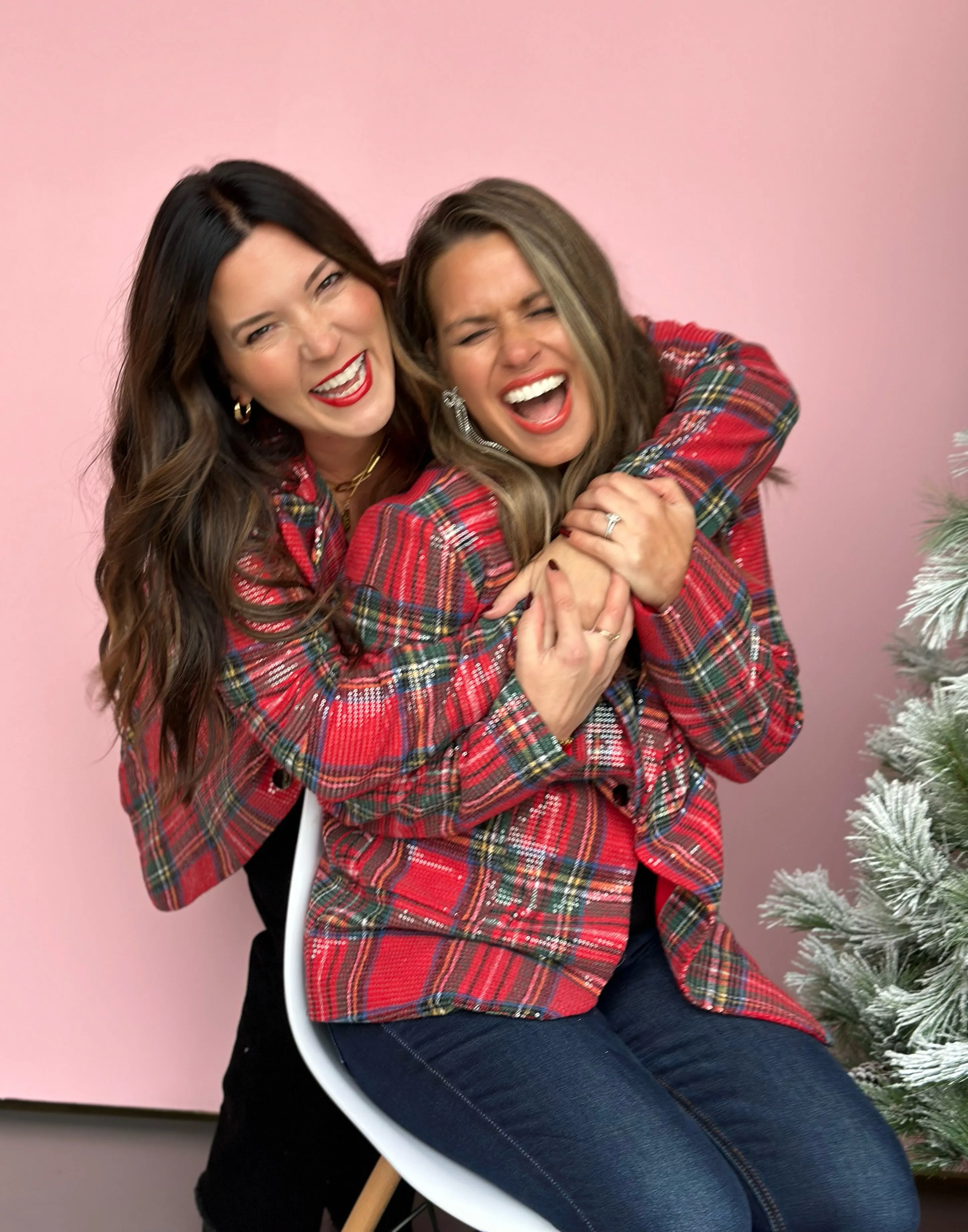 Sparkle for the Holiday Plaid Sequin Blazer-FINAL SALE