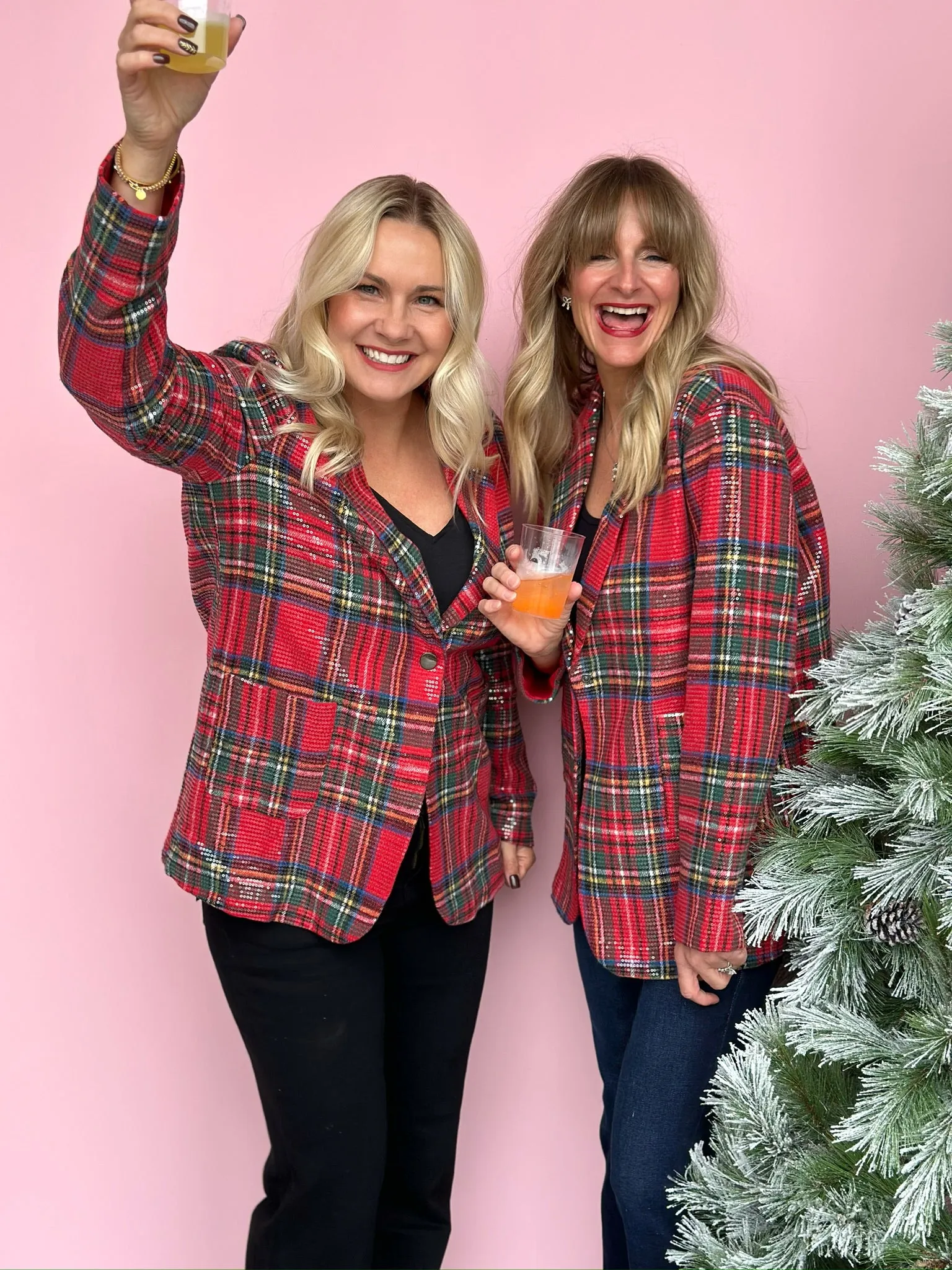 Sparkle for the Holiday Plaid Sequin Blazer-FINAL SALE