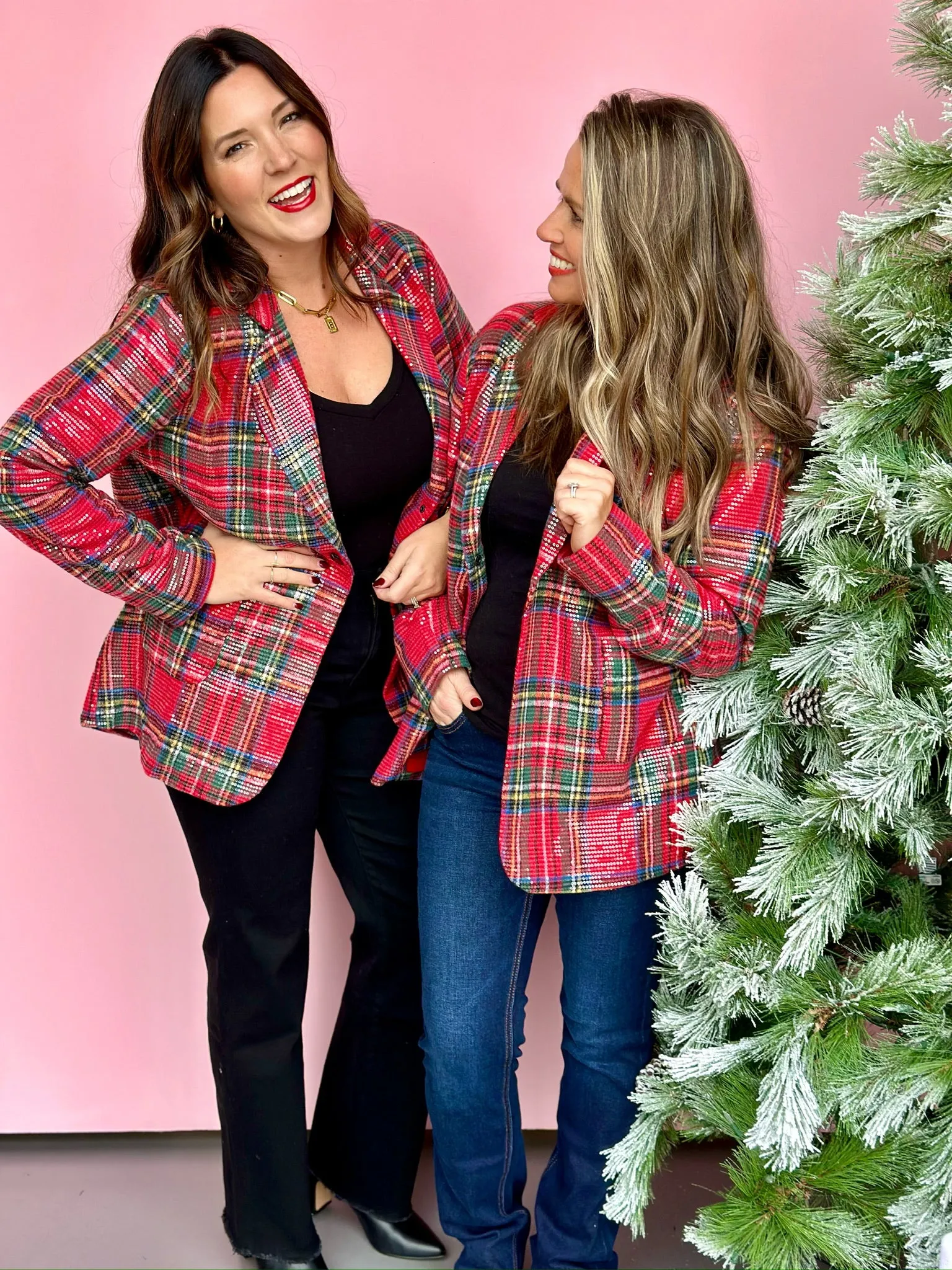 Sparkle for the Holiday Plaid Sequin Blazer-FINAL SALE