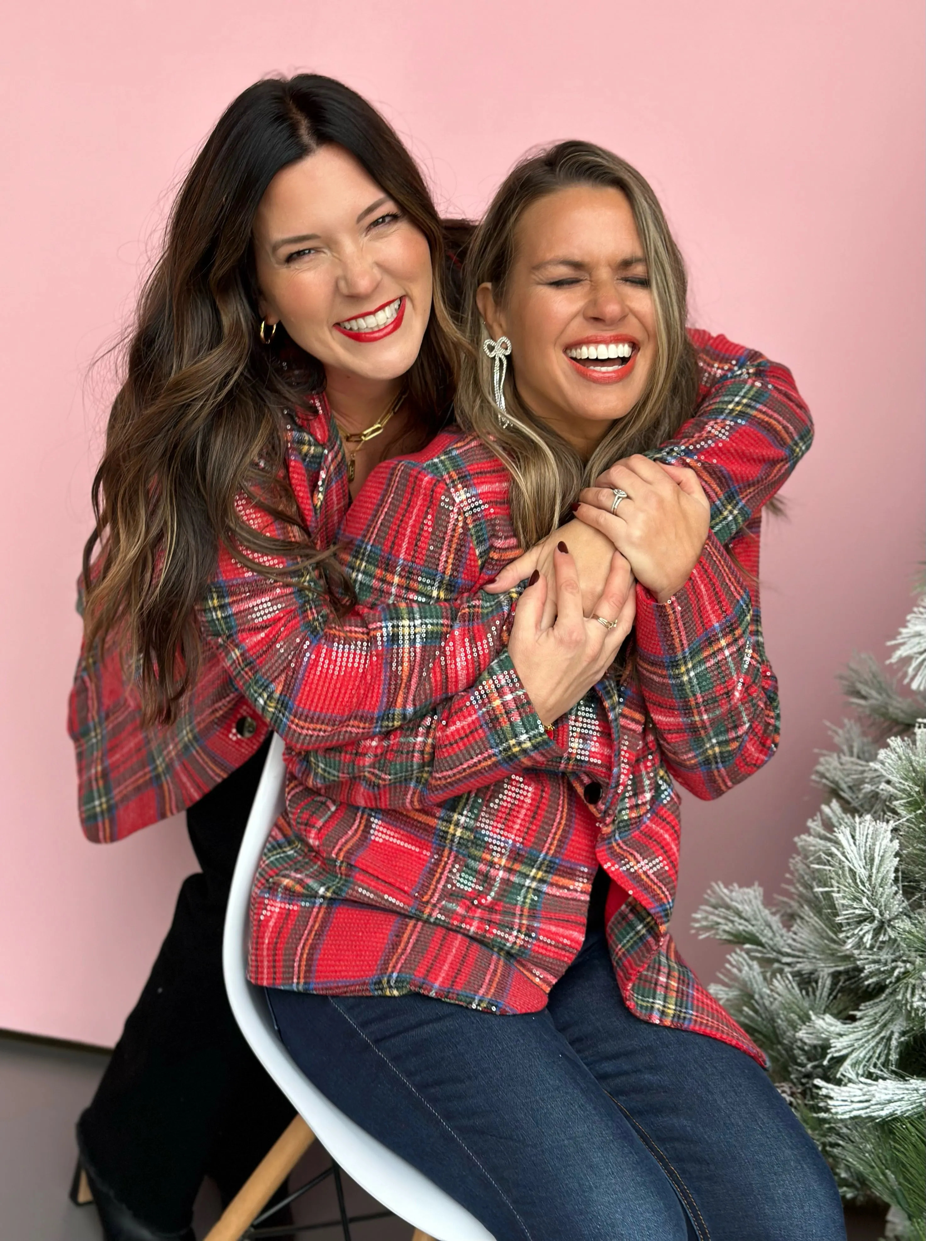 Sparkle for the Holiday Plaid Sequin Blazer-FINAL SALE