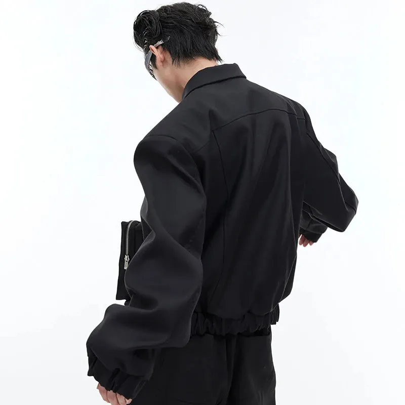 Streetwear Male Jackets Large Pockets Shoulder Pad Solid Color Men's Short Coats Personalized Autumn Stylish 9C4435