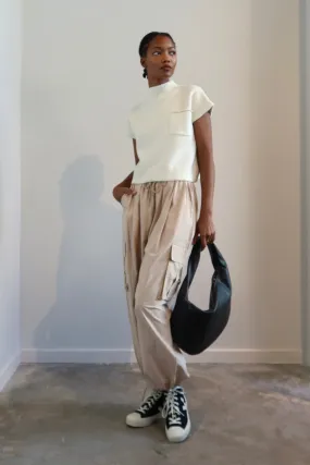 Tan Wide Leg Cargo Pants