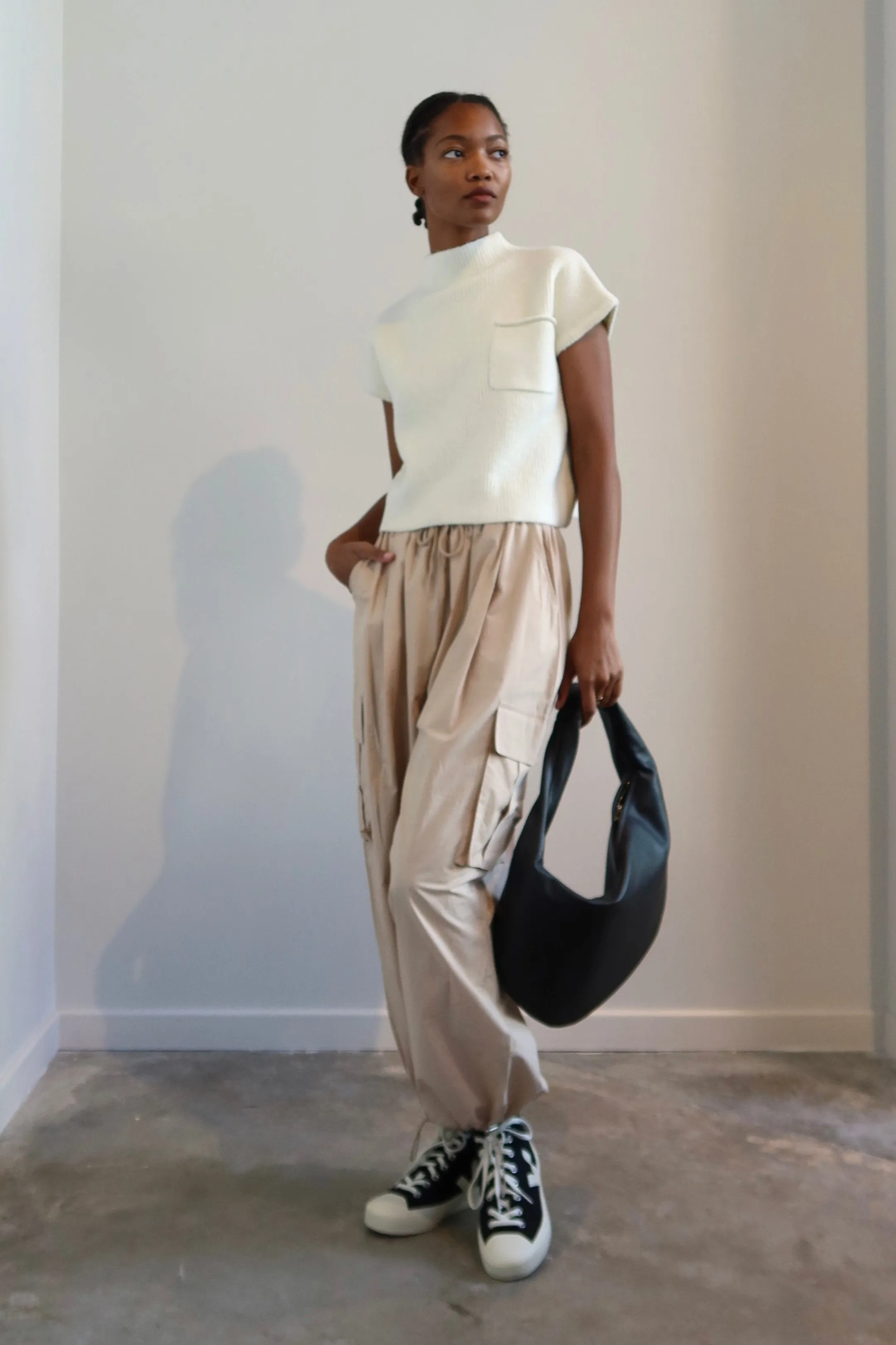 Tan Wide Leg Cargo Pants