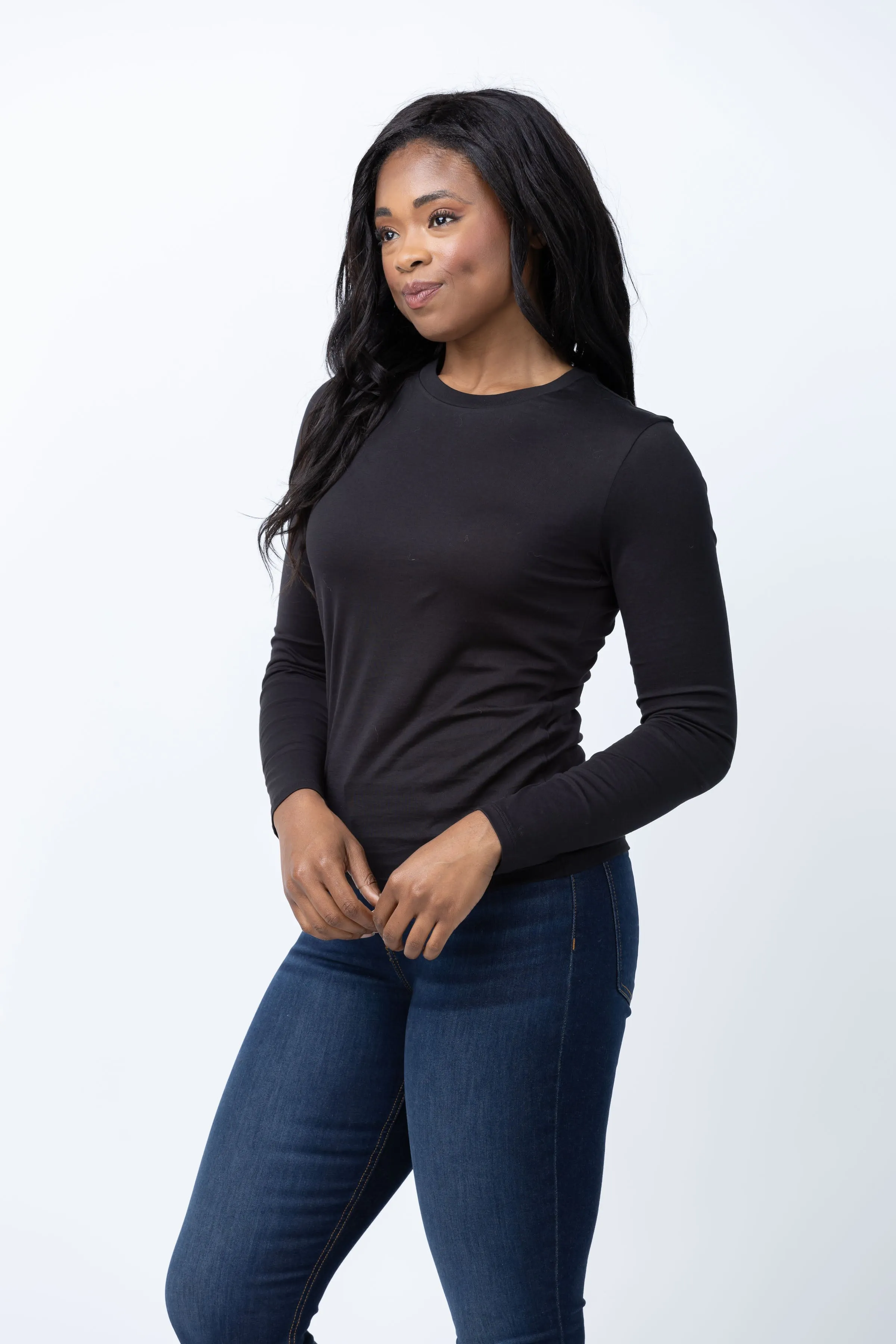 Theory Long Sleeve Tiny Tee in Black