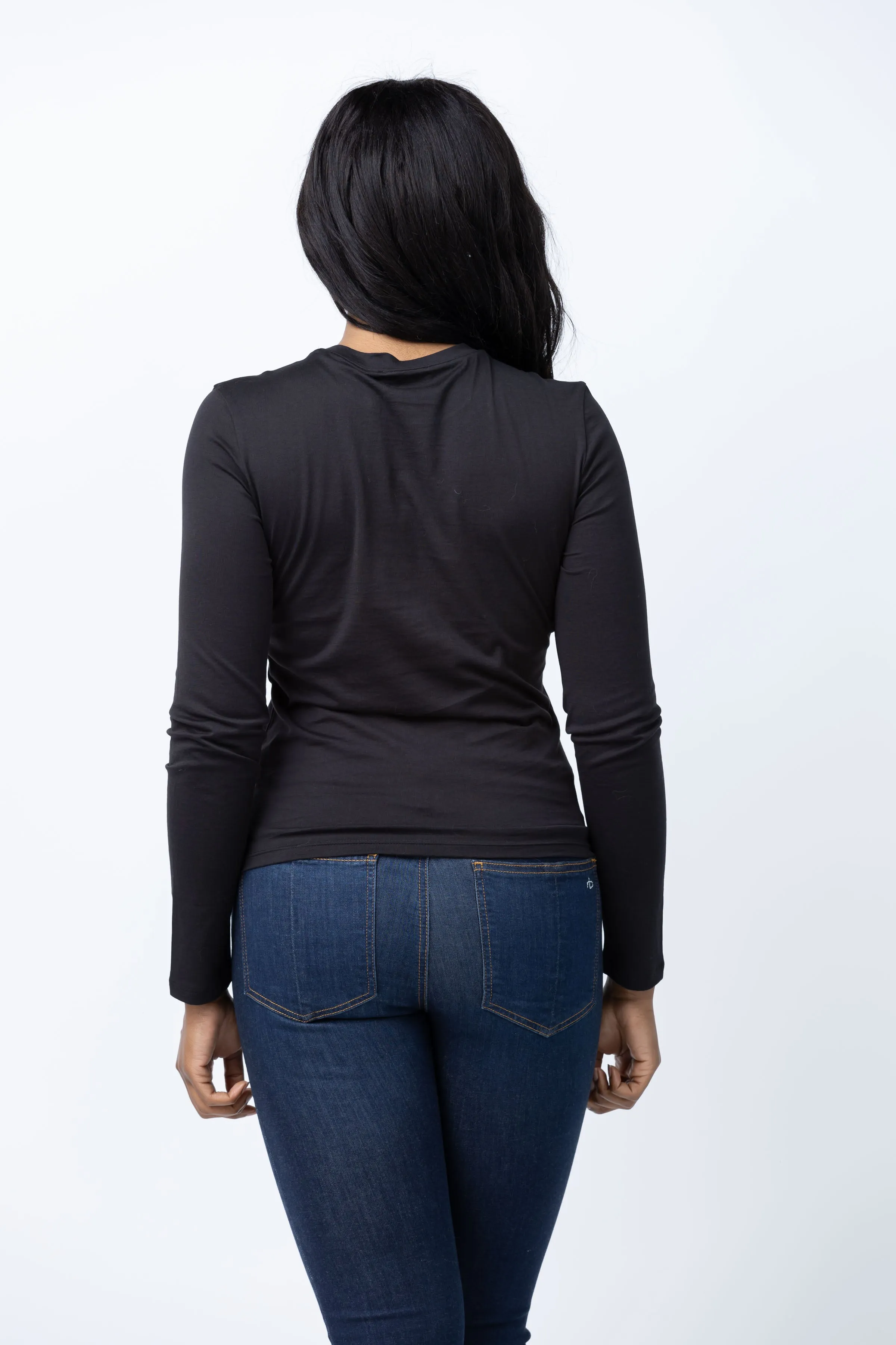 Theory Long Sleeve Tiny Tee in Black