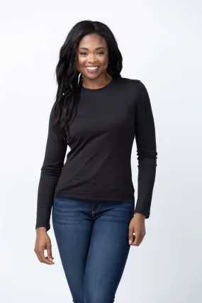 Theory Long Sleeve Tiny Tee in Black