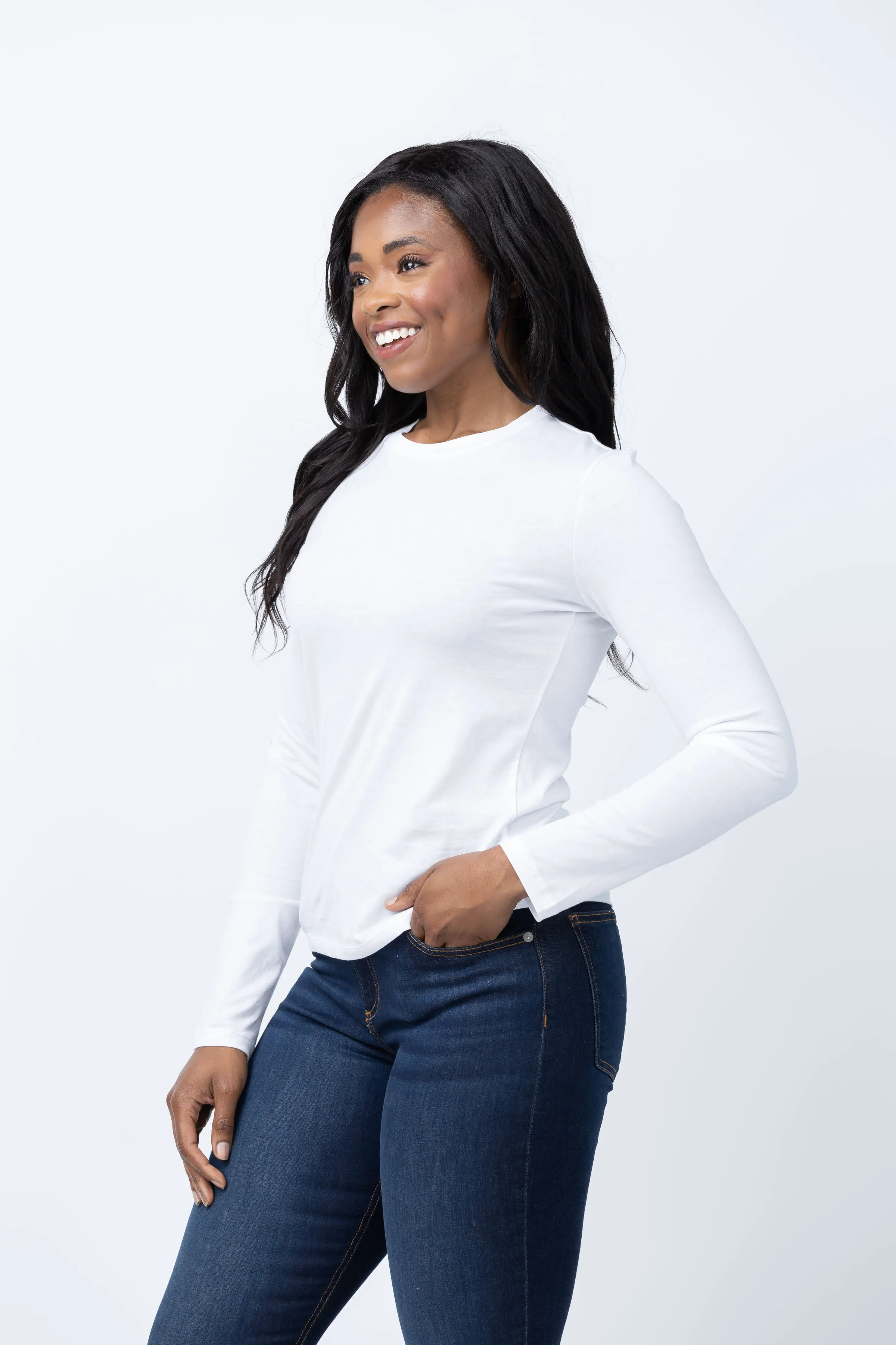 Theory Long Sleeve Tiny Tee in White