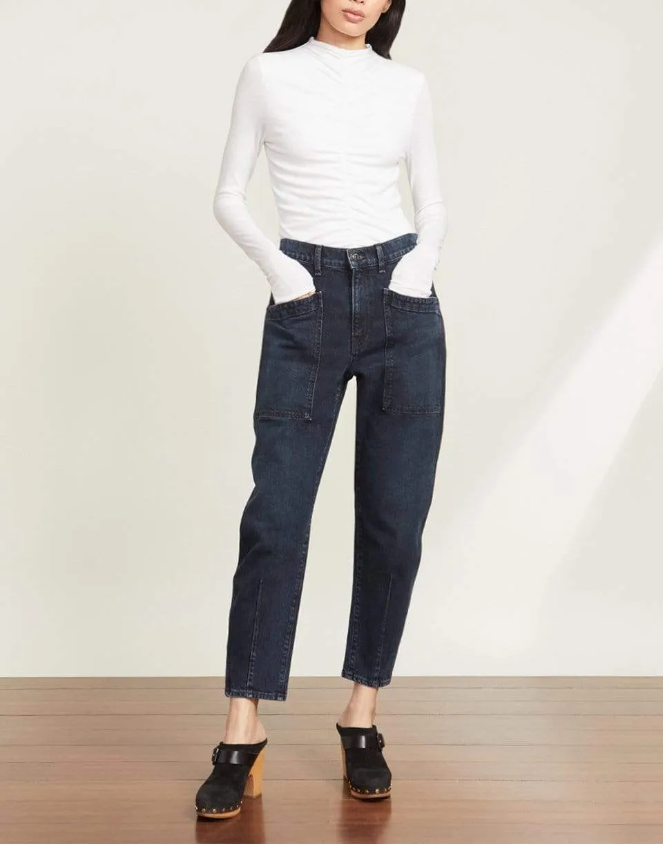 Theresa Ruched Turtleneck - White