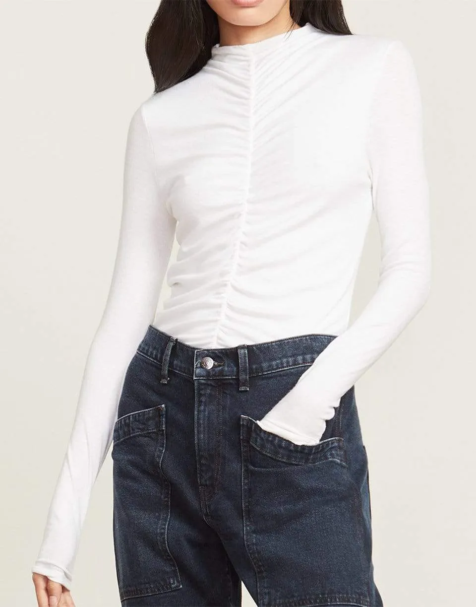 Theresa Ruched Turtleneck - White