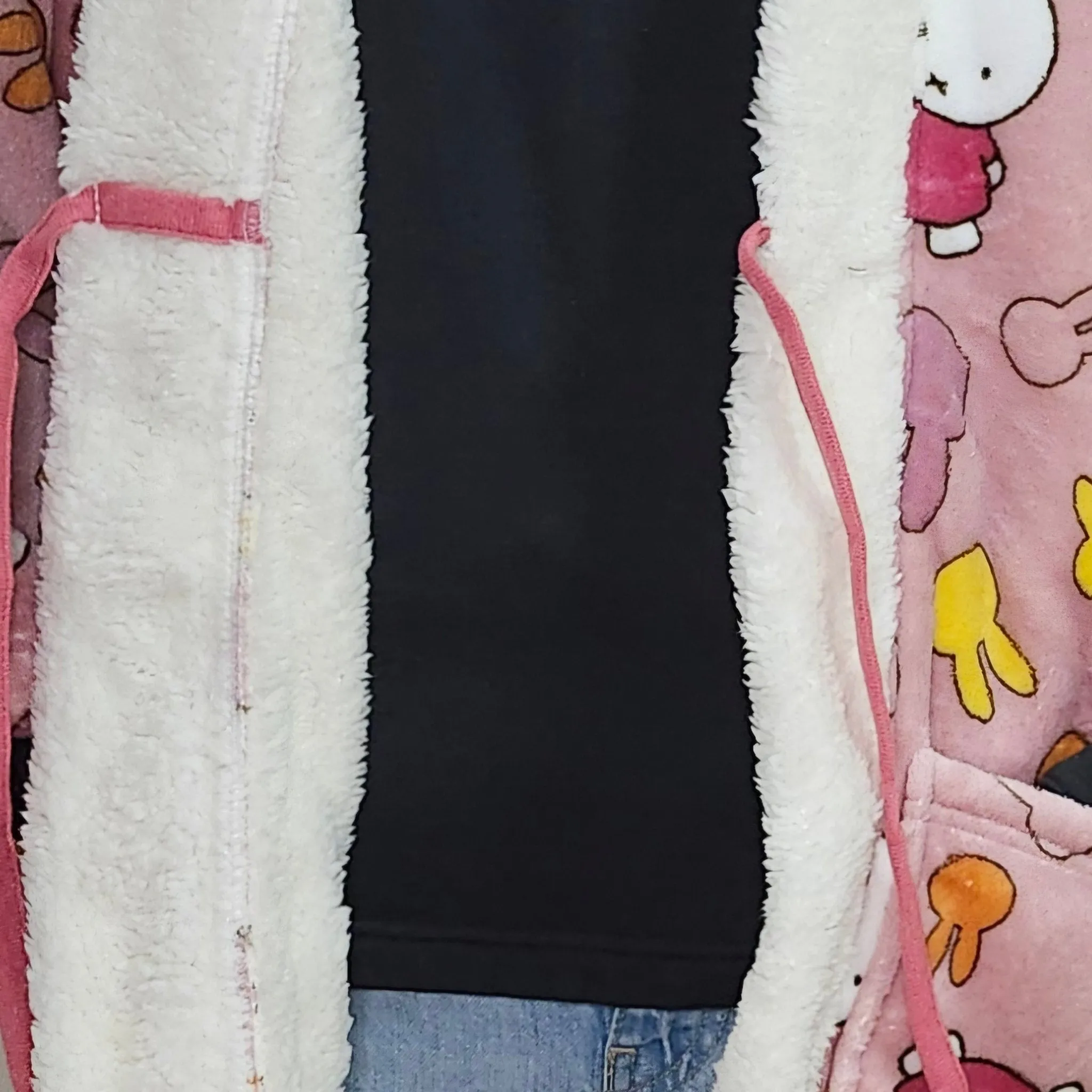 Traditional Japanese Hanten coat - Cute Miffy Fleece -Dark pink