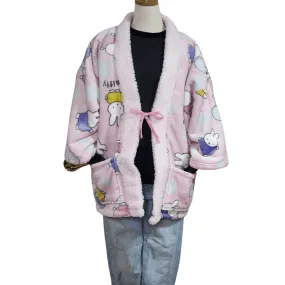 Traditional Japanese Hanten coat - Cute Miffy Fleece -Light pink