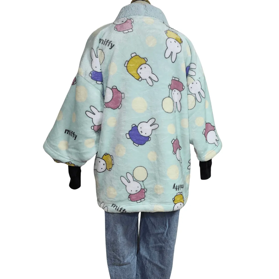 Traditional Japanese Hanten coat - Cute Miffy Fleece -Mint
